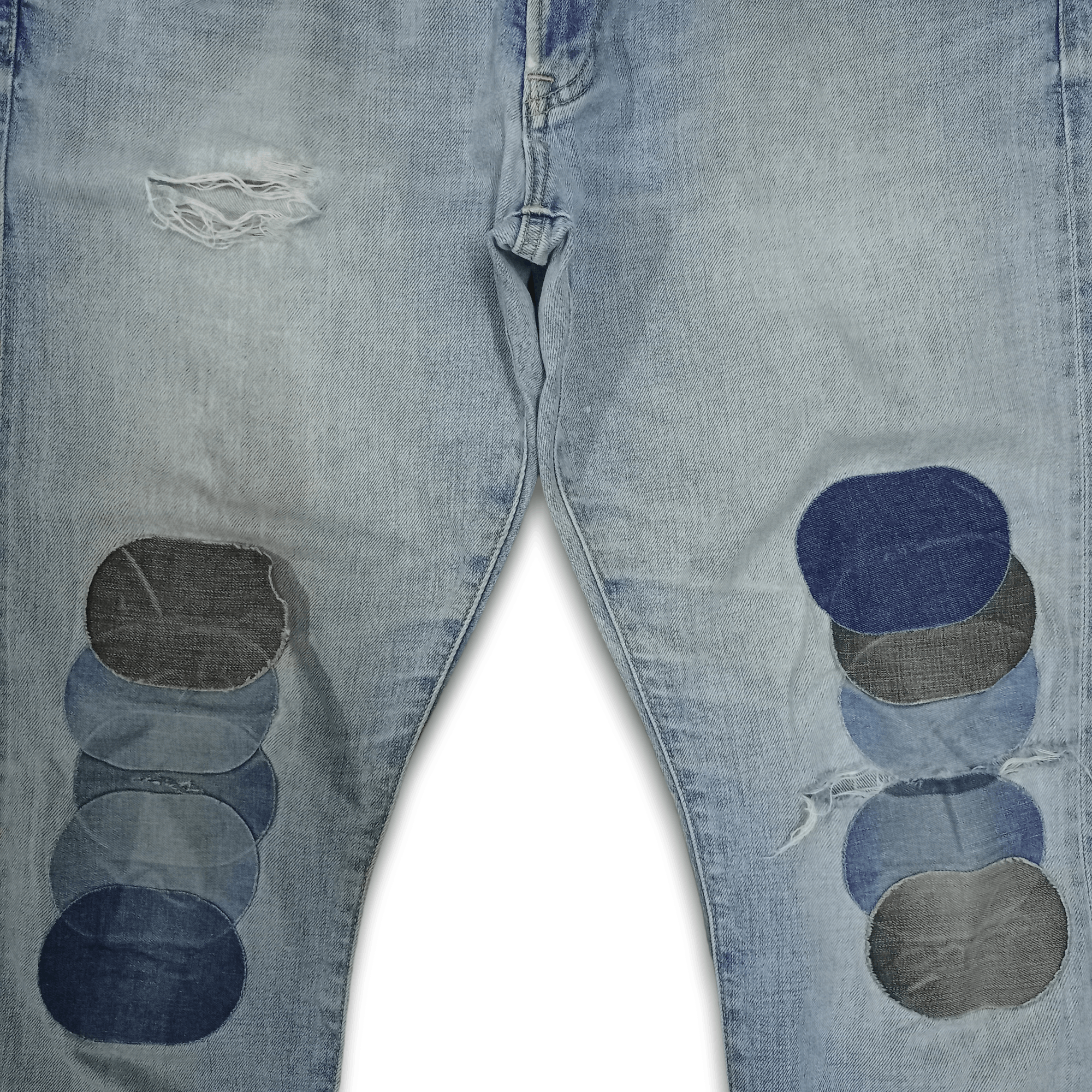 Japanese Brand × Uniqlo Vintage Uniqlo Selvedge Patched Loose Jeans 36x31 Size US 36 / EU 52 - 5 Thumbnail