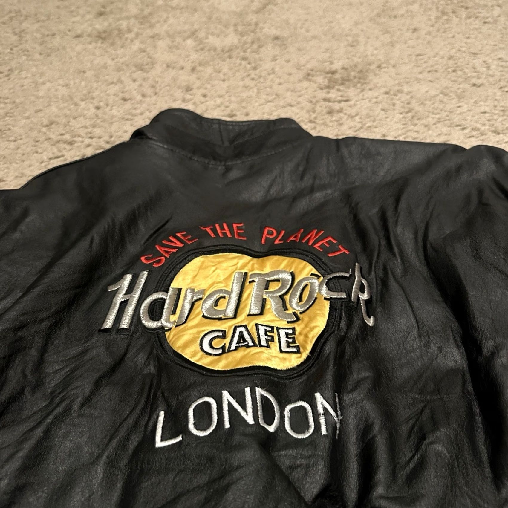 Hard Rock Cafe VINTAGE Hard Rock Leather Bomber Jacket Mens XL Black 90s Embroidered Logo Size US XL / EU 56 / 4 - 5 Thumbnail