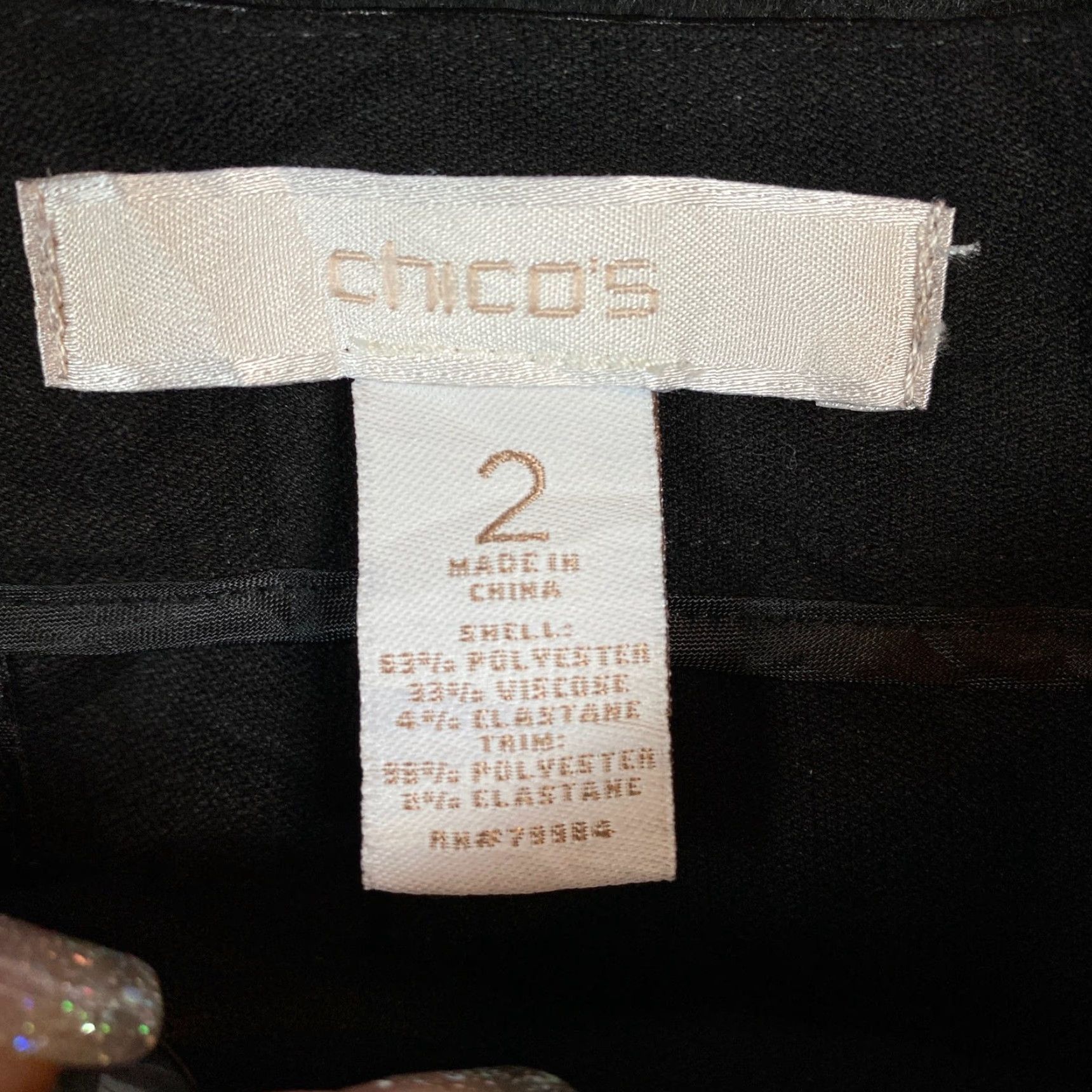 Vintage Chicos Womens Pants Black High Rise Straight Leg Capri Cropped Stretch 2 (L) Size 24" / US 00 / IT 34 - 4 Thumbnail