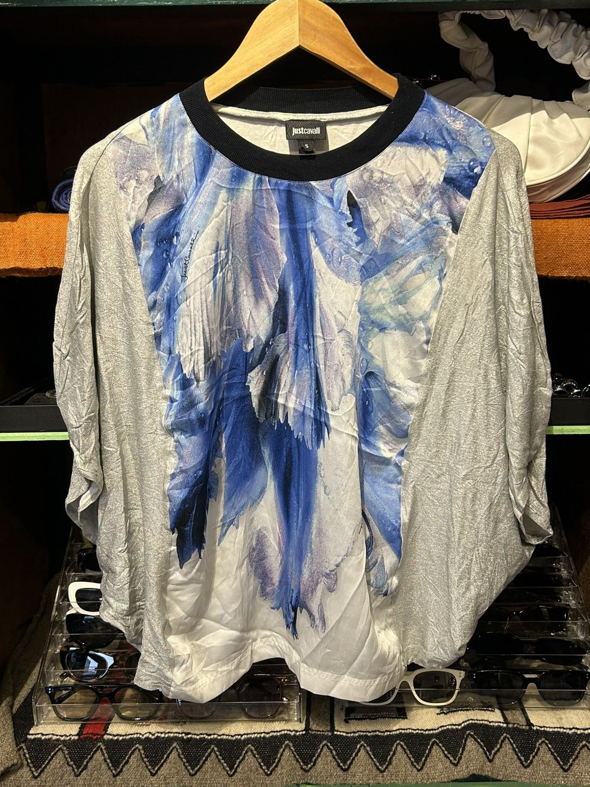 Just Cavalli Just Cavalli women's blue and white patterned top Size S / US 4 / IT 40 - 1 Thumbnail