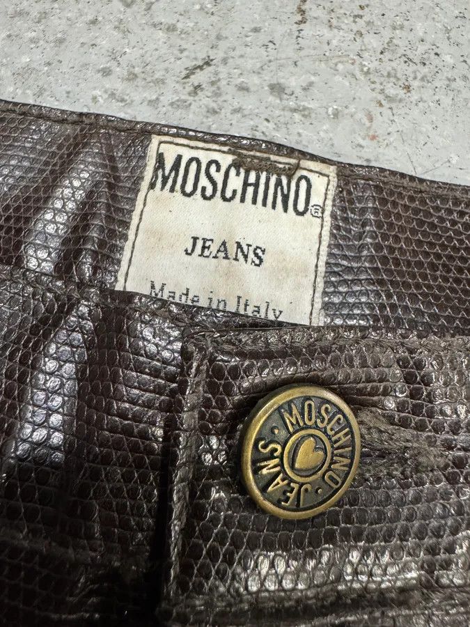 Designer × Moschino × Vintage 2000s Moschino Brown Snake Effect Pants Size US 28 / EU 44 - 7 Thumbnail