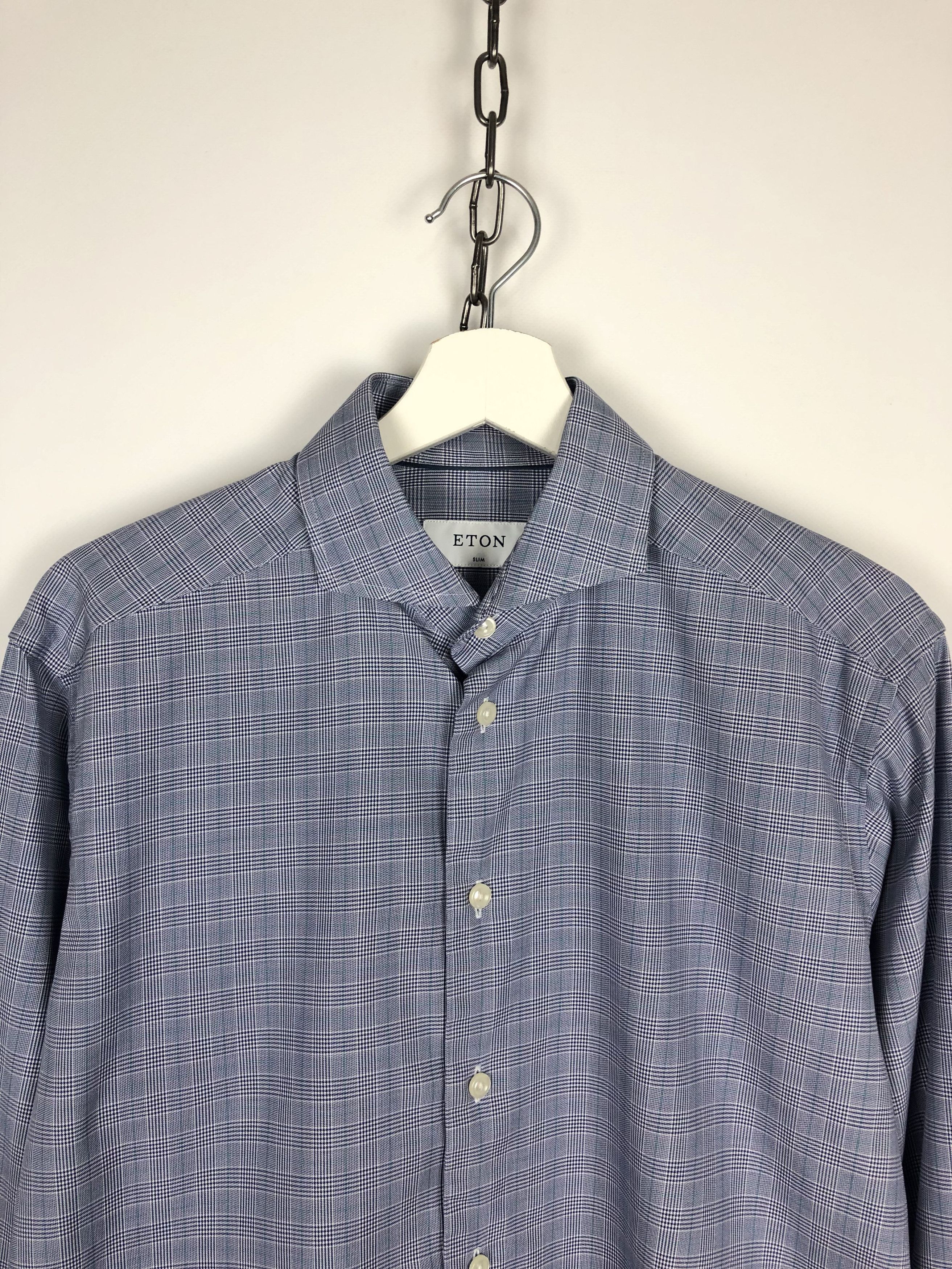 Eton Eton Classic Shirt Blue Check size 16 Size US L / EU 52-54 / 3 - 2 Thumbnail