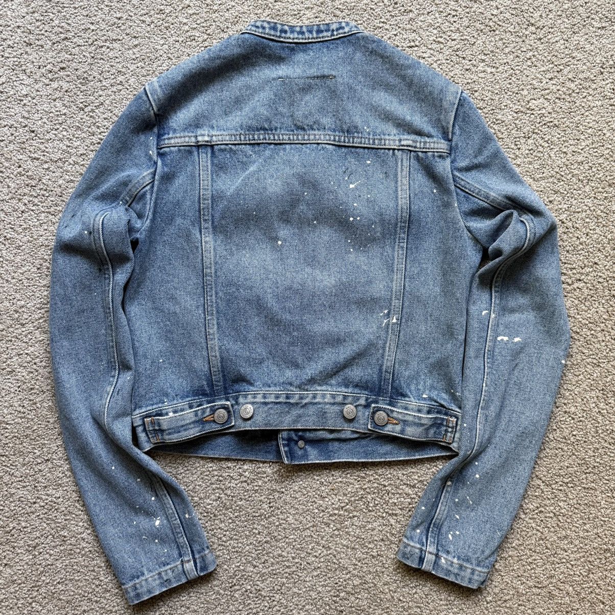 MM6 Collarless Cropped Painter Denim Jacket (Blue) Size S / US 4 / IT 40 - 2 Thumbnail