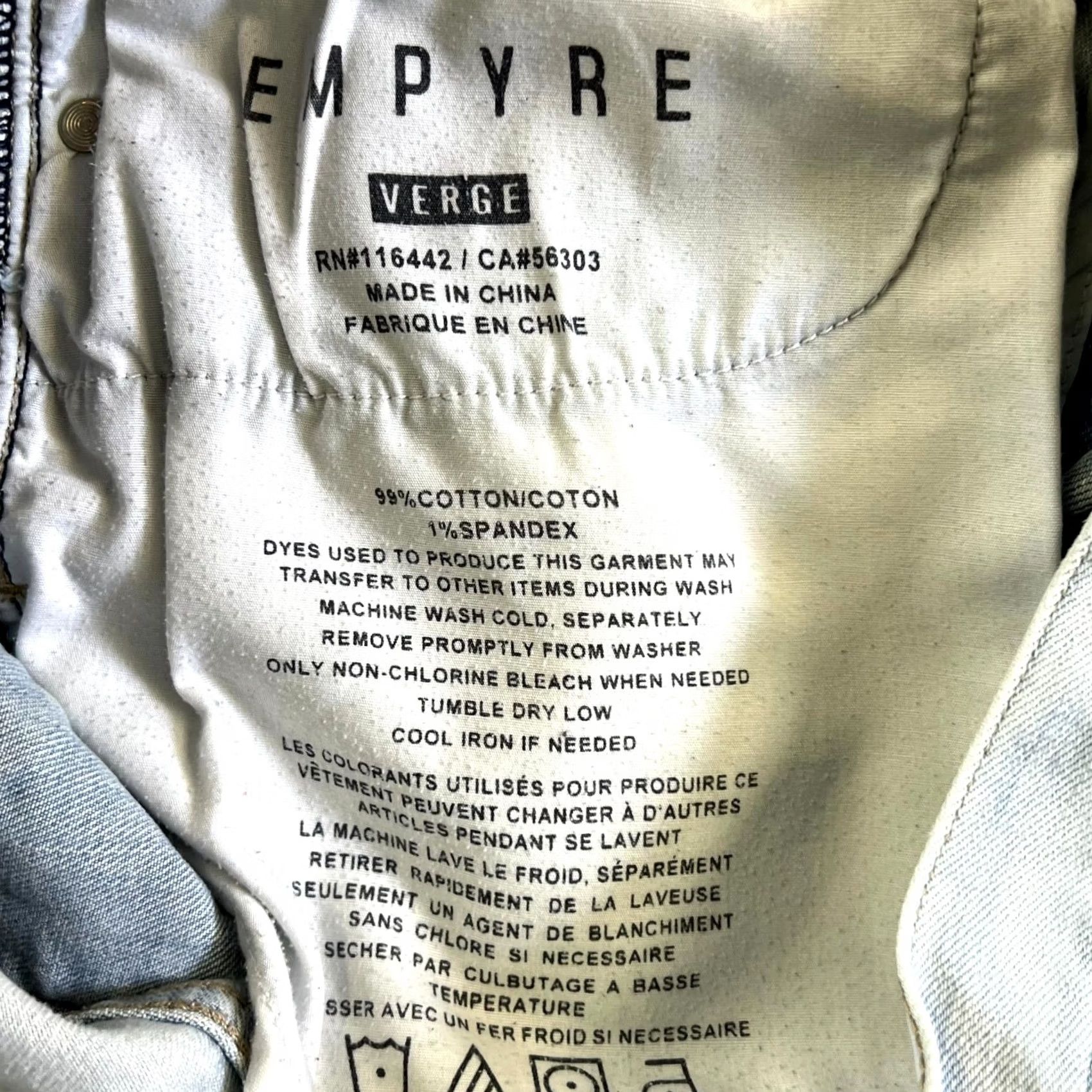 Empyre Empyre Verge Jeans Mens 32 Light Blue Denim Cotton Stretch Skinny Leg Streetwear Jeans Size US 32 / EU 48 - 7 Thumbnail