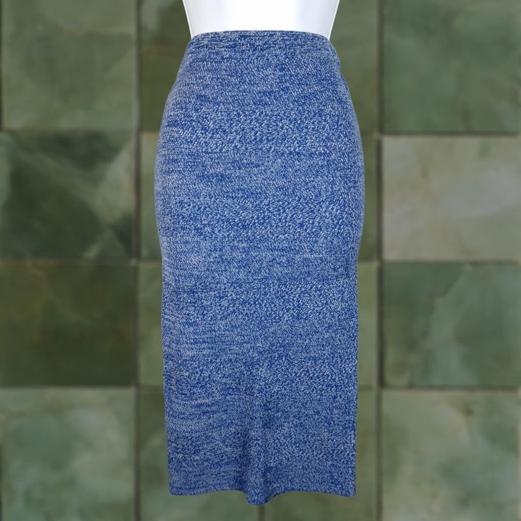 Alice + Olivia VINTAGE? No -> Alice + Olivia Skirt Womens Medium Blue Pencil Midi High Waist Wool Knit Bodycon Size 32" / US 10 / IT 46 - 1 Thumbnail