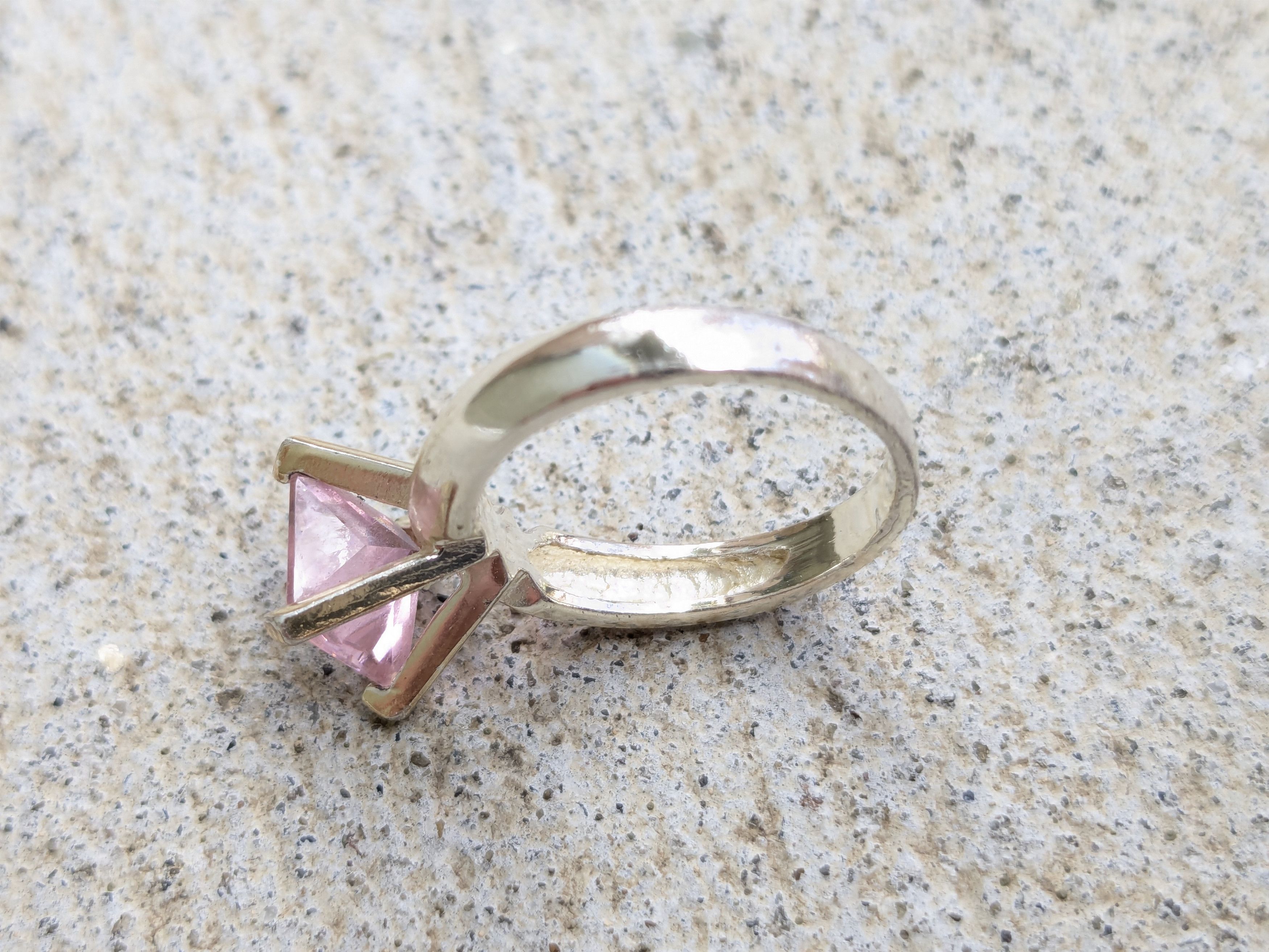 Jewelry Sterling Silver Ring Pink Topaz 6 Square Princess Cut Band Size ONE SIZE - 5 Thumbnail