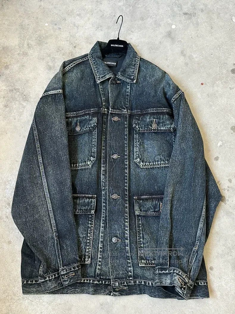 Balenciaga Balenciaga Black Gray Denim Jacket Size US S / EU 44-46 / 1 - 1 Thumbnail