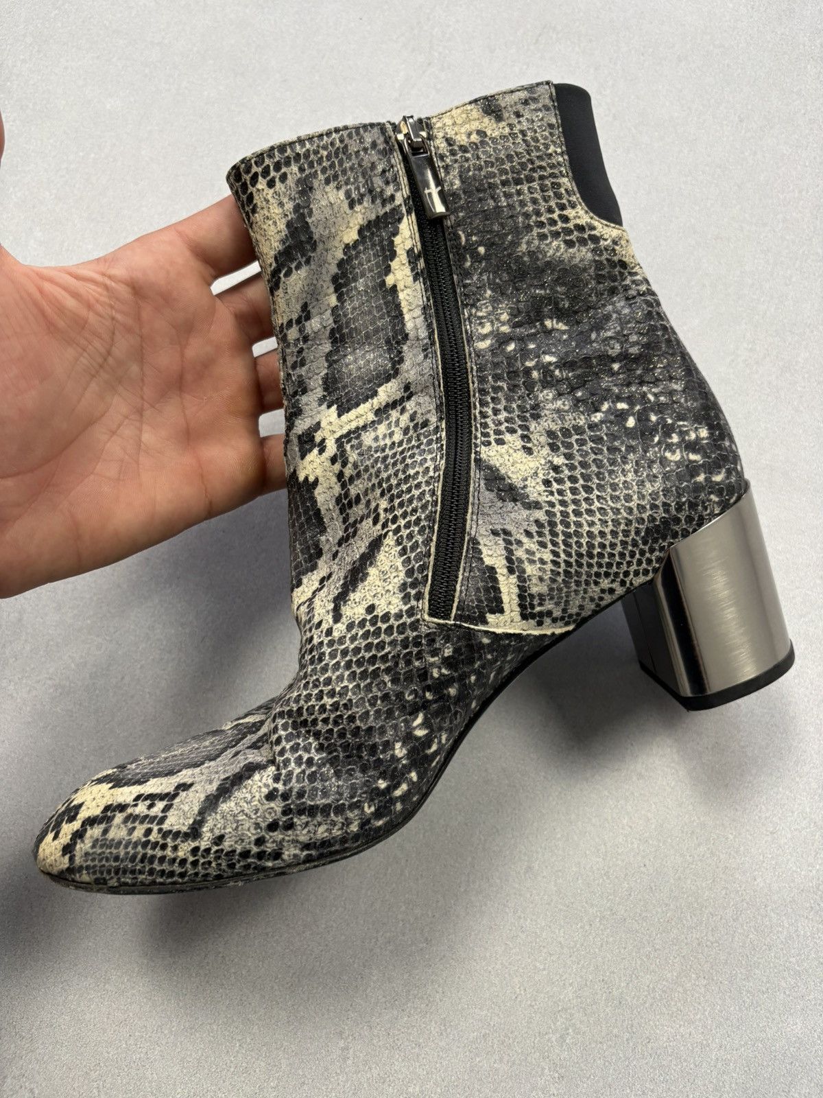 Designer Thierry Rabotin Python Print Leather Ankle Boots Women’s 38 Size US 8 / IT 38 - 9 Thumbnail