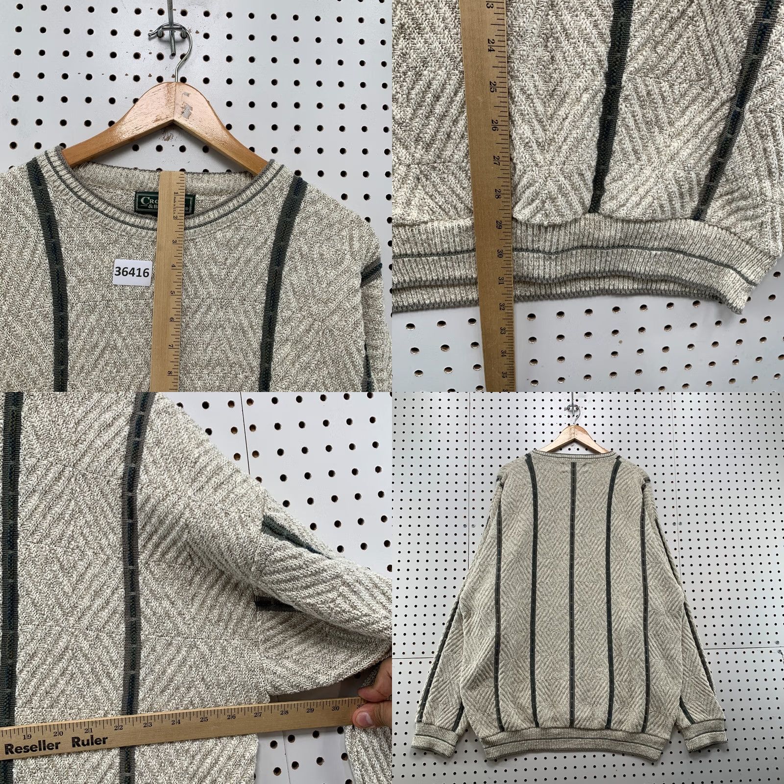 Croft & Barrow VINTAGE Croft & Barrow Sweater Mens XL Beige Striped Made USA Size US XL / EU 56 / 4 - 8 Thumbnail