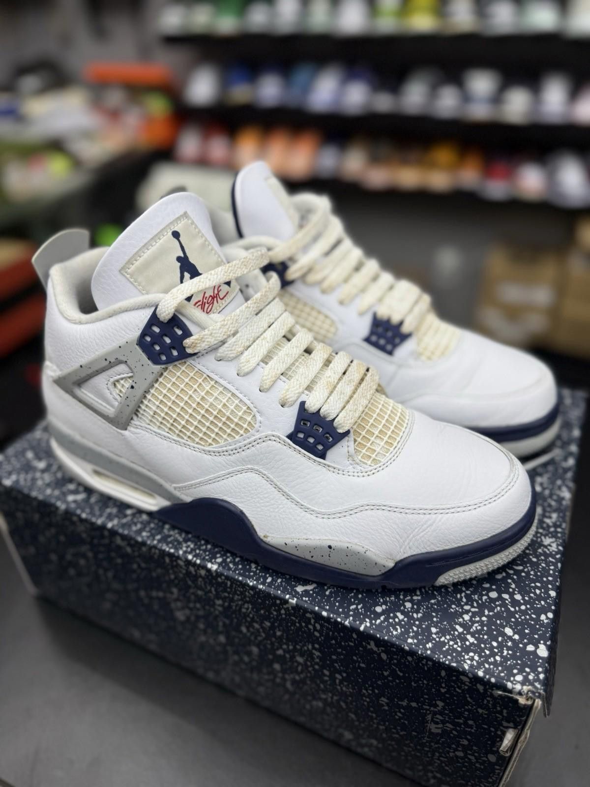 Jordan Brand Size 11 - Air Jordan 4 Retro Mid Midnight Navy White Leather Size US 11 / EU 44 - 3 Thumbnail