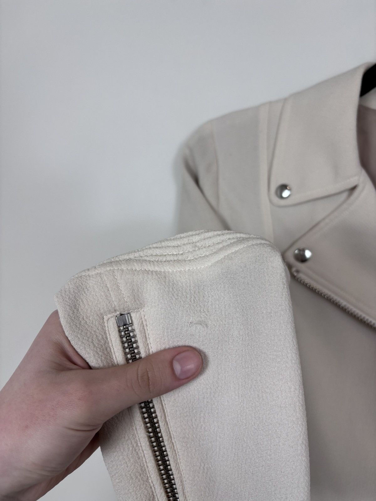Aritzia Wilfred Aritzia Montesson Women’s Beige Ivory Moto Jacket Size S / US 4 / IT 40 - 11 Thumbnail