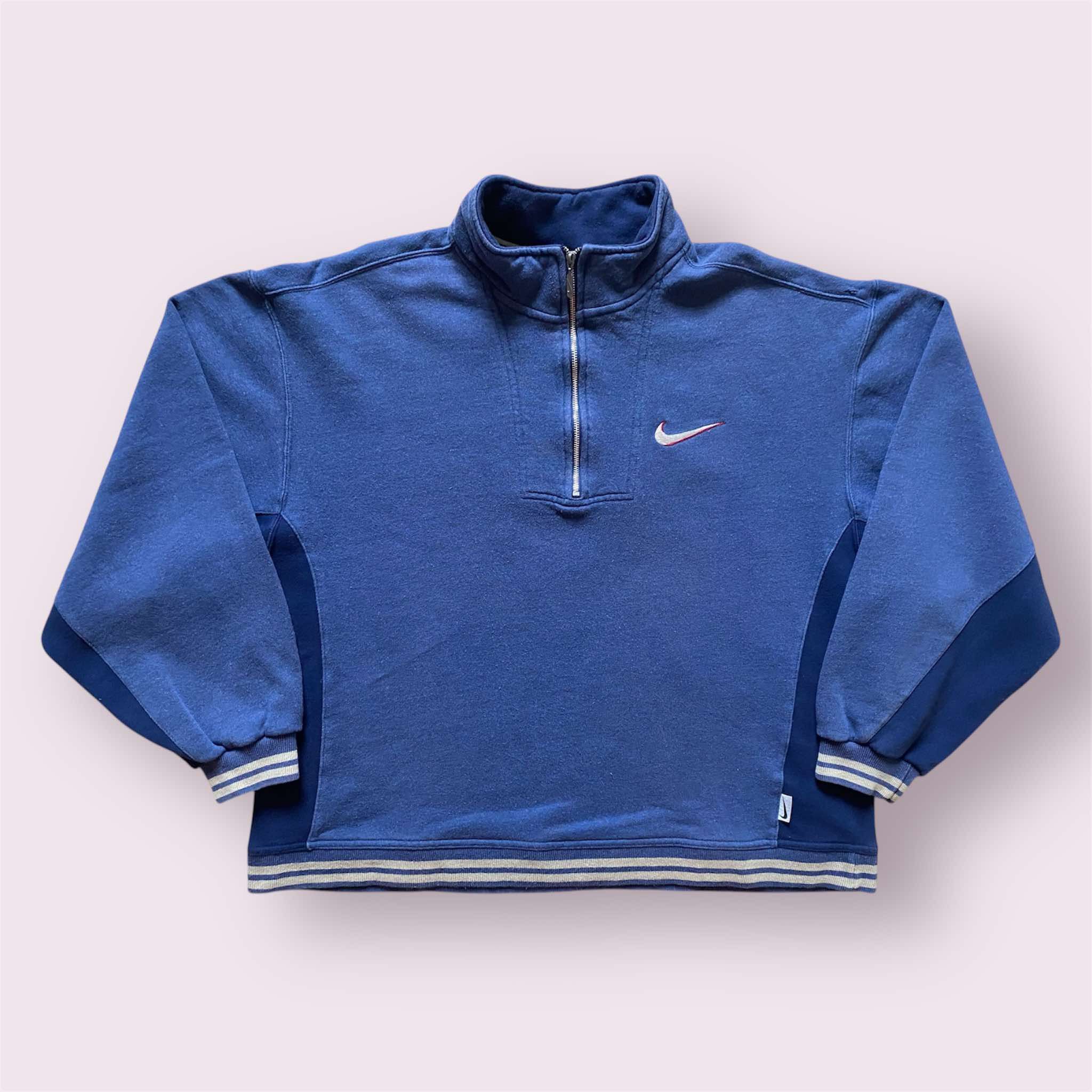 Nike × Vintage RARE Vintage Nike 1/4 Zip Sweater Big Swoosh Back Logo Size US M / EU 48-50 / 2 - 2 Thumbnail