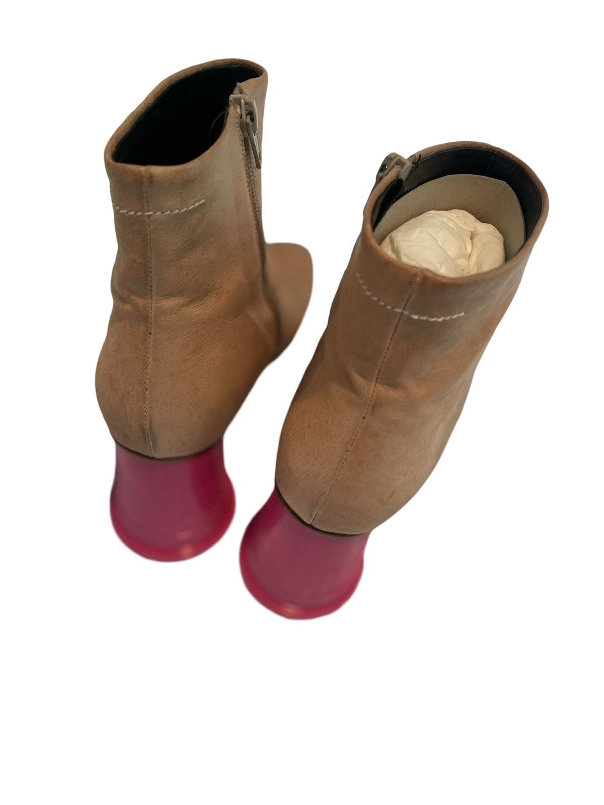 Maison Margiela MM6 MAISON MARGIELA | LEATHER PINK CUP BOOTIES Size US 8 / IT 38 - 4 Thumbnail