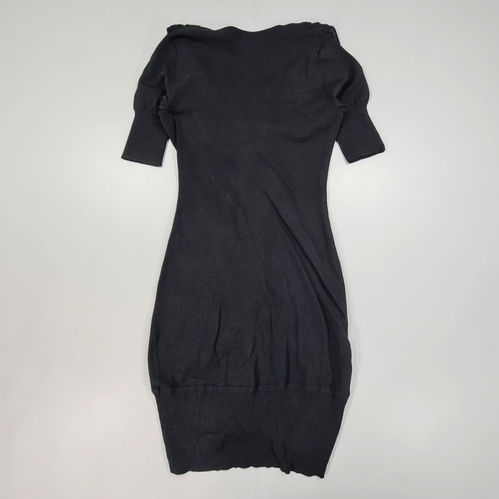 Karen Millen Karen Millen Womens Dress Black Small Knee Length Wool Blend Ruffle Knitted V-Neck Short Sleeve Pullover Casual Designer Stretch Size S / US 4 / IT 40 - 5 Thumbnail