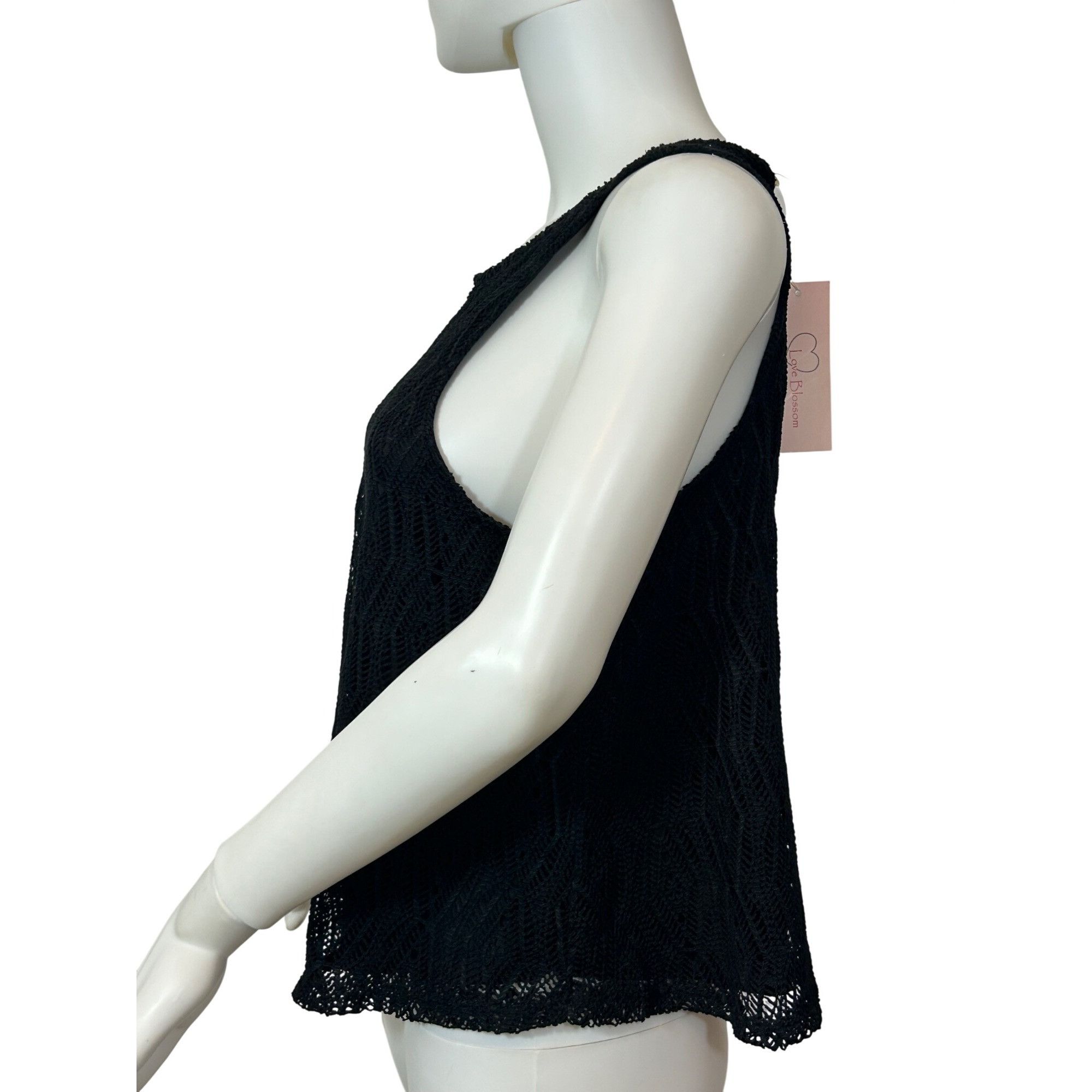Other Love Blossom Girl Women’s Top L Black Lace Overlay Sleeveles Size L / US 10 / IT 46 - 4 Thumbnail