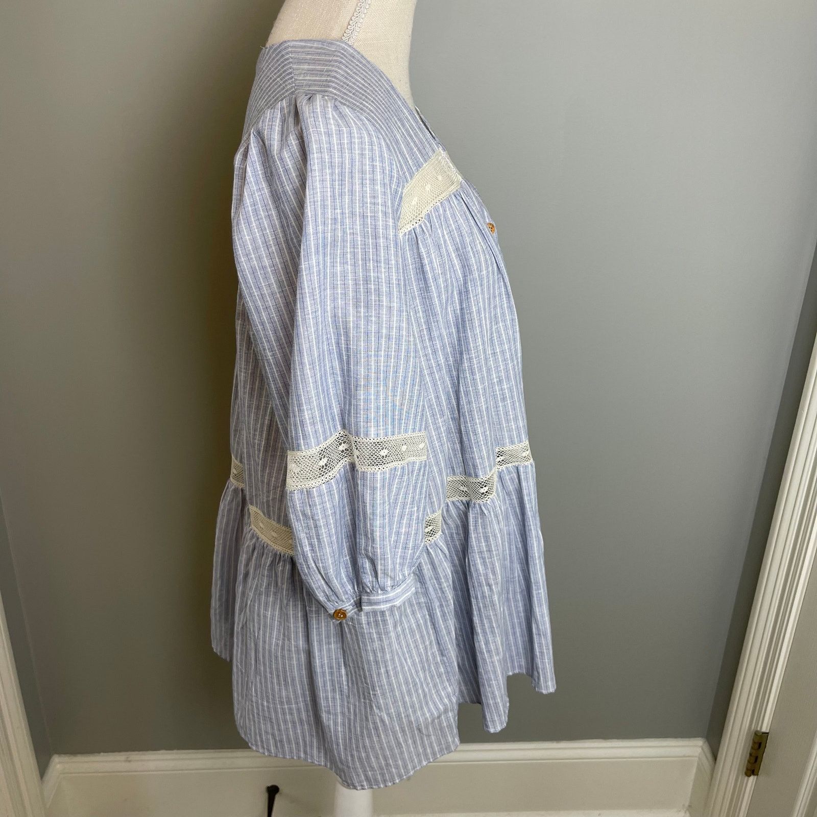 Zara Zara Chambray & Lace Women's Tunic Top, S Size S / US 4 / IT 40 - 5 Thumbnail