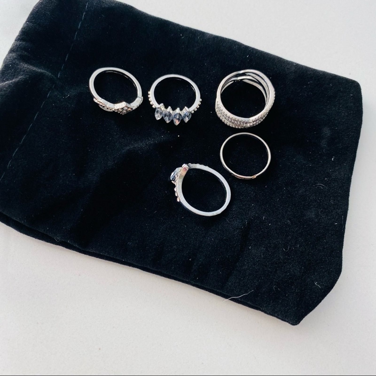 Nordstrom NORDSTROM Silver Band Stone Retro Vintage Ring Jewelry Set Size ONE SIZE - 4 Thumbnail