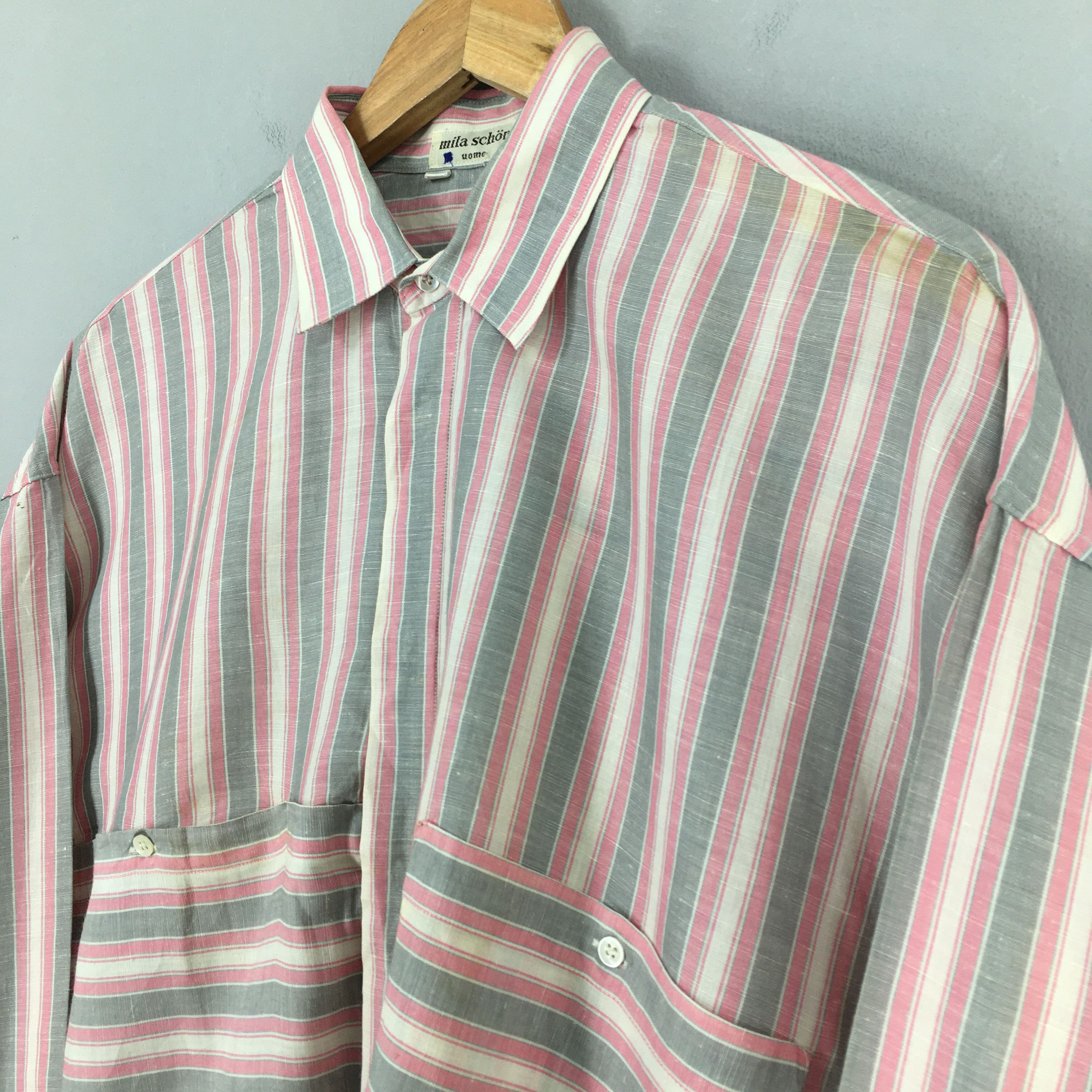 Designer × Mila Schon × Retrofit Vintage Mila Schon Paris Stripes Flannel Linen Shirt M Size US M / EU 48-50 / 2 - 3 Thumbnail