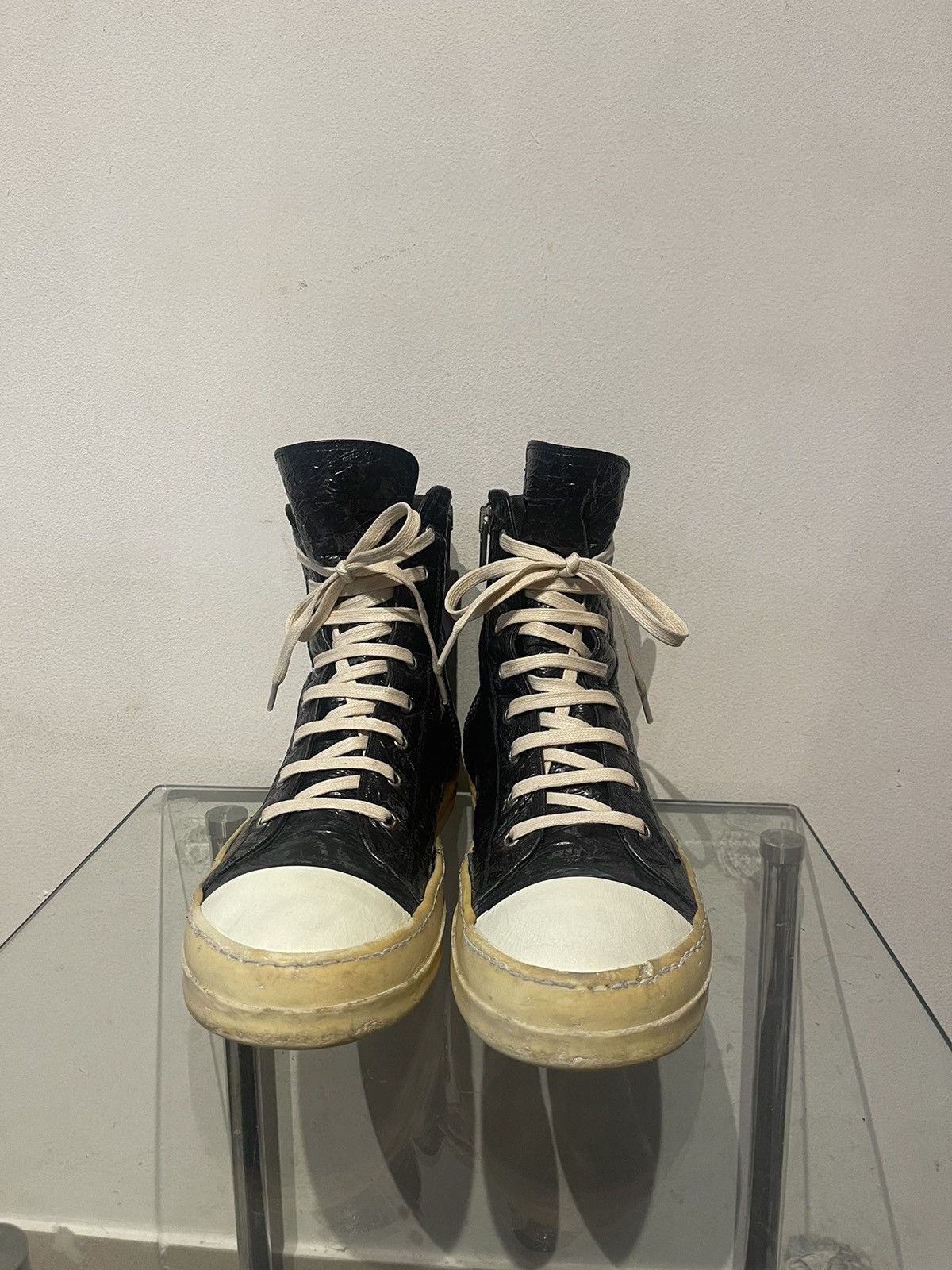 Rick Owens × Rick Owens Drkshdw Rick Owens Drkshdw 2014 Black Faded Ramones Size US 9.5 / EU 42-43 - 2 Thumbnail