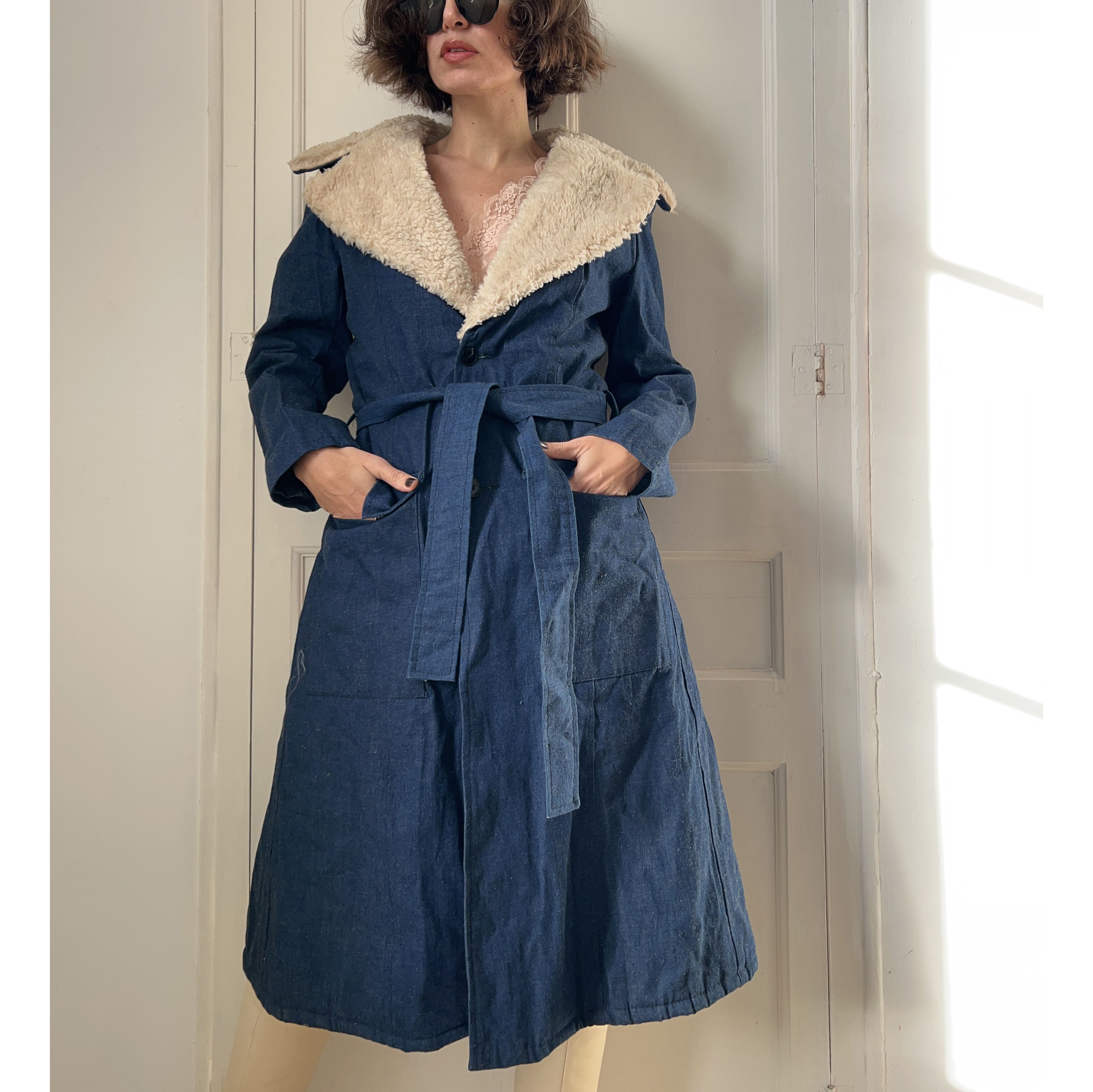Vintage Vintage 70s Penny Lane Denim Coat Size S / US 4 / IT 40 - 1 Thumbnail