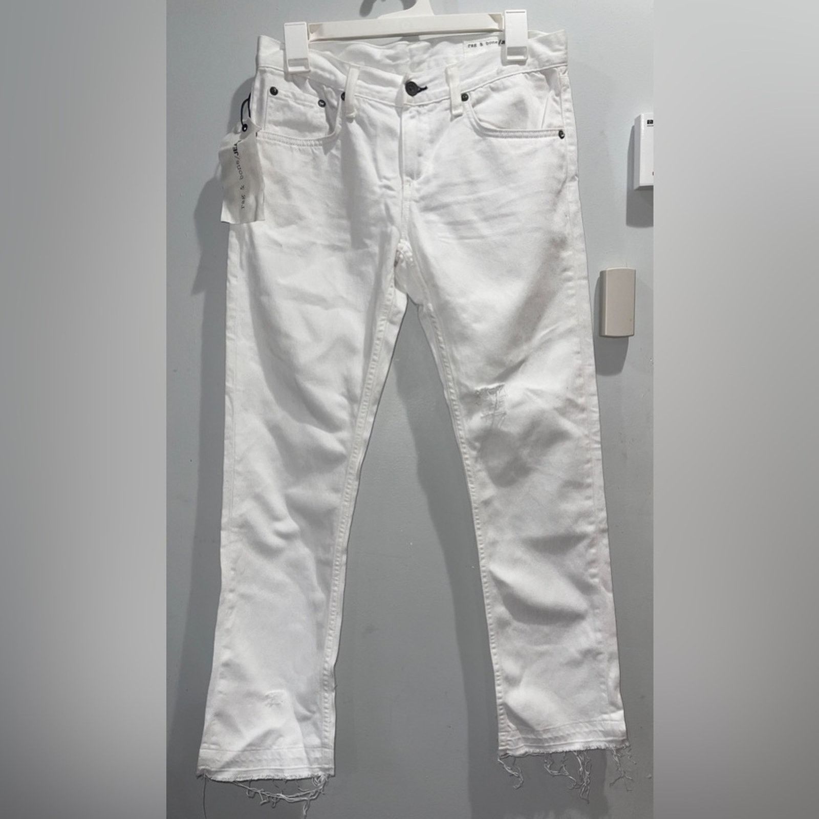 Rag & Bone RAG & BONE White Ankle Slim Mid Rise Boyfriend Sz 25 Size 25" / US 0 / IT 36 - 2 Thumbnail
