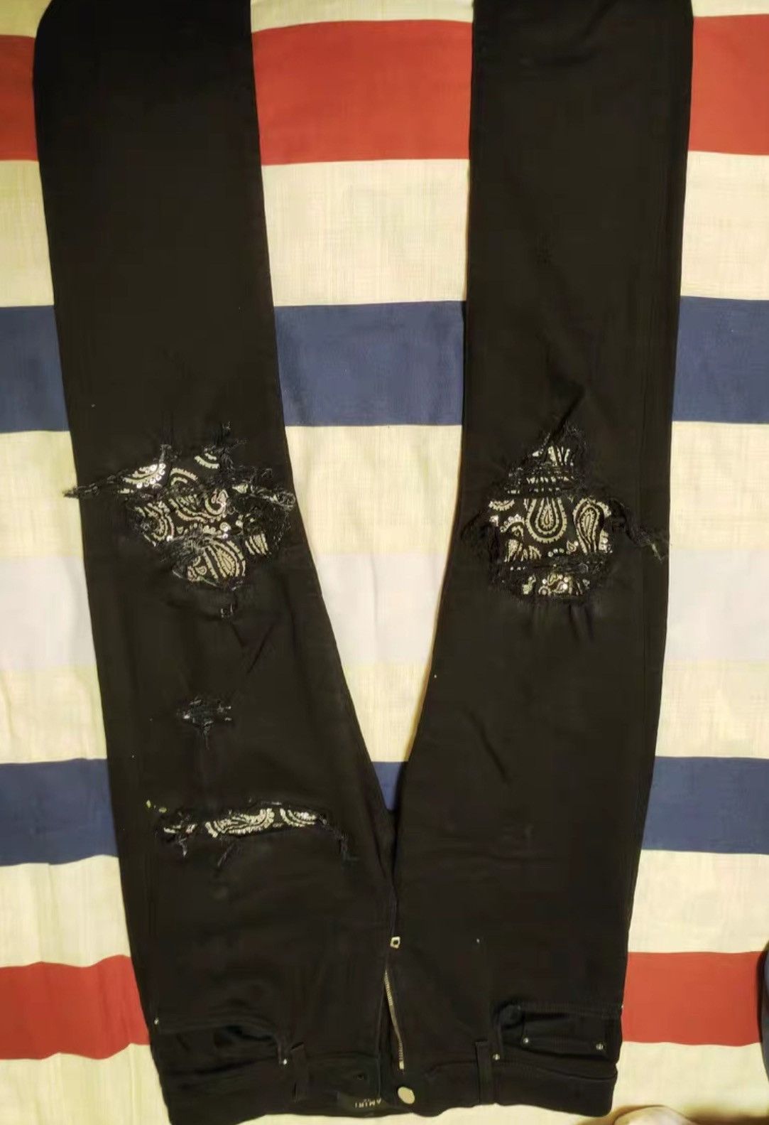 image of Amiri Cashew Flower Jeans in Black, Men's (Size 32)