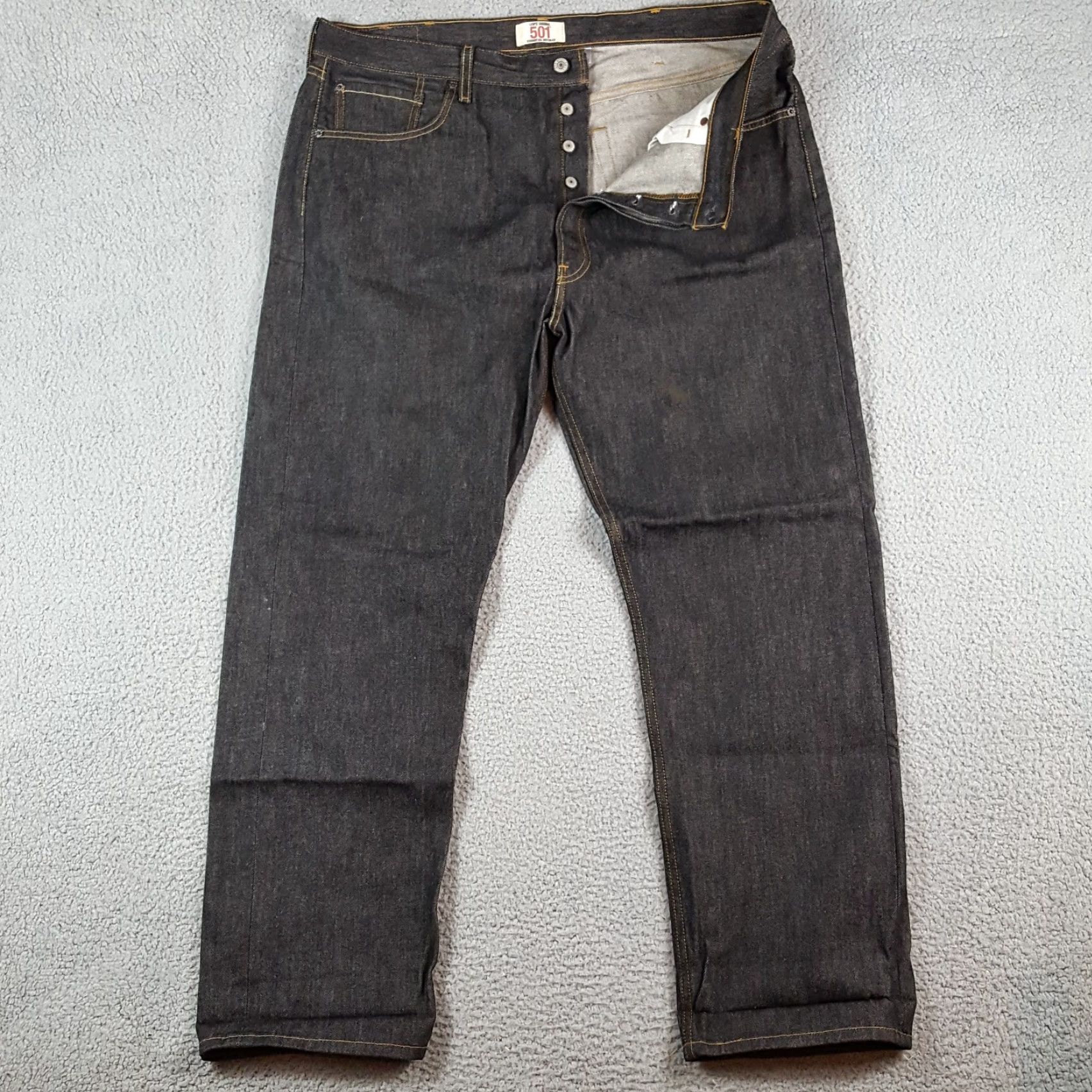 Levi's VINTAGE Levi's 501 Jeans Mens 42x32 Black Denim Straight 5-Pocket Western Button Fly Old School Cowboy 90s 00s Rock Style Regular Fit Size 42 Size US 42 / EU 58 - 6 Thumbnail