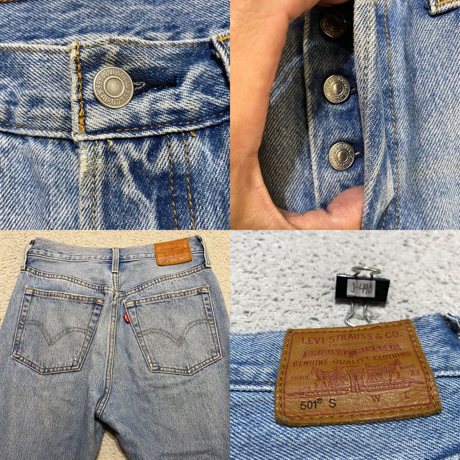 Levi's Levi's 501 Jeans Women Blue Medium Wash High Rise Distressed 25x28 5-Pocket Denim Cotton Regular Vitage No Size 42" / US 20 - 9 Thumbnail