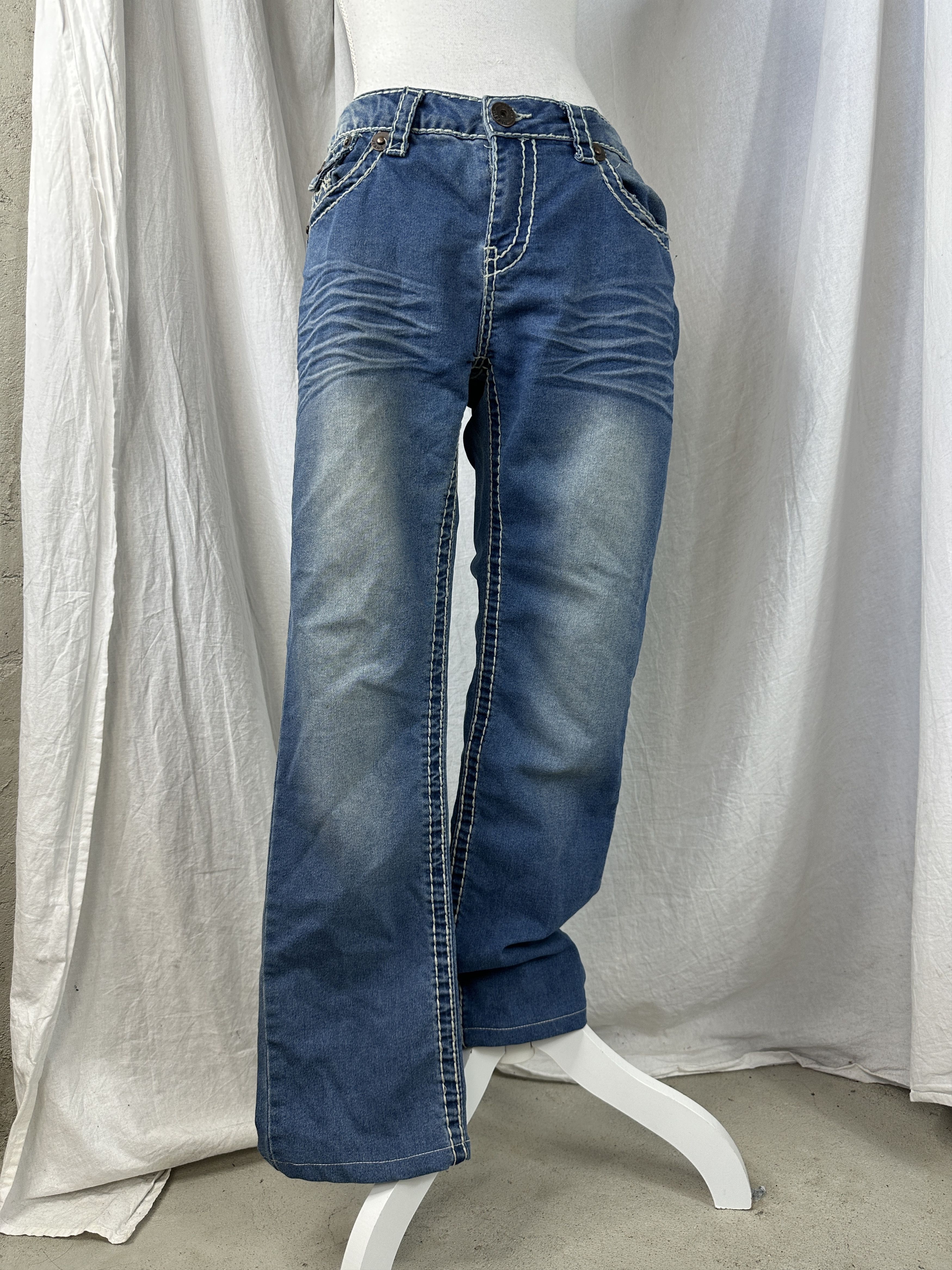 Vintage Vintage Denim Preppy Casual Contrast Stitch Jeans 00s Size 38" / US 16 / IT 52 - 1 Thumbnail