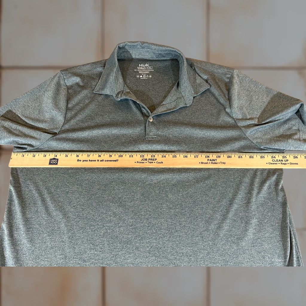 Vintage Huk Polo Shirt Men 2XL Green Heather Performance Fishing Golf Stretch Casual XXL Polo Shirt Mens Green Heather 90s? Size US XXL / EU 58 / 5 - 1 Thumbnail