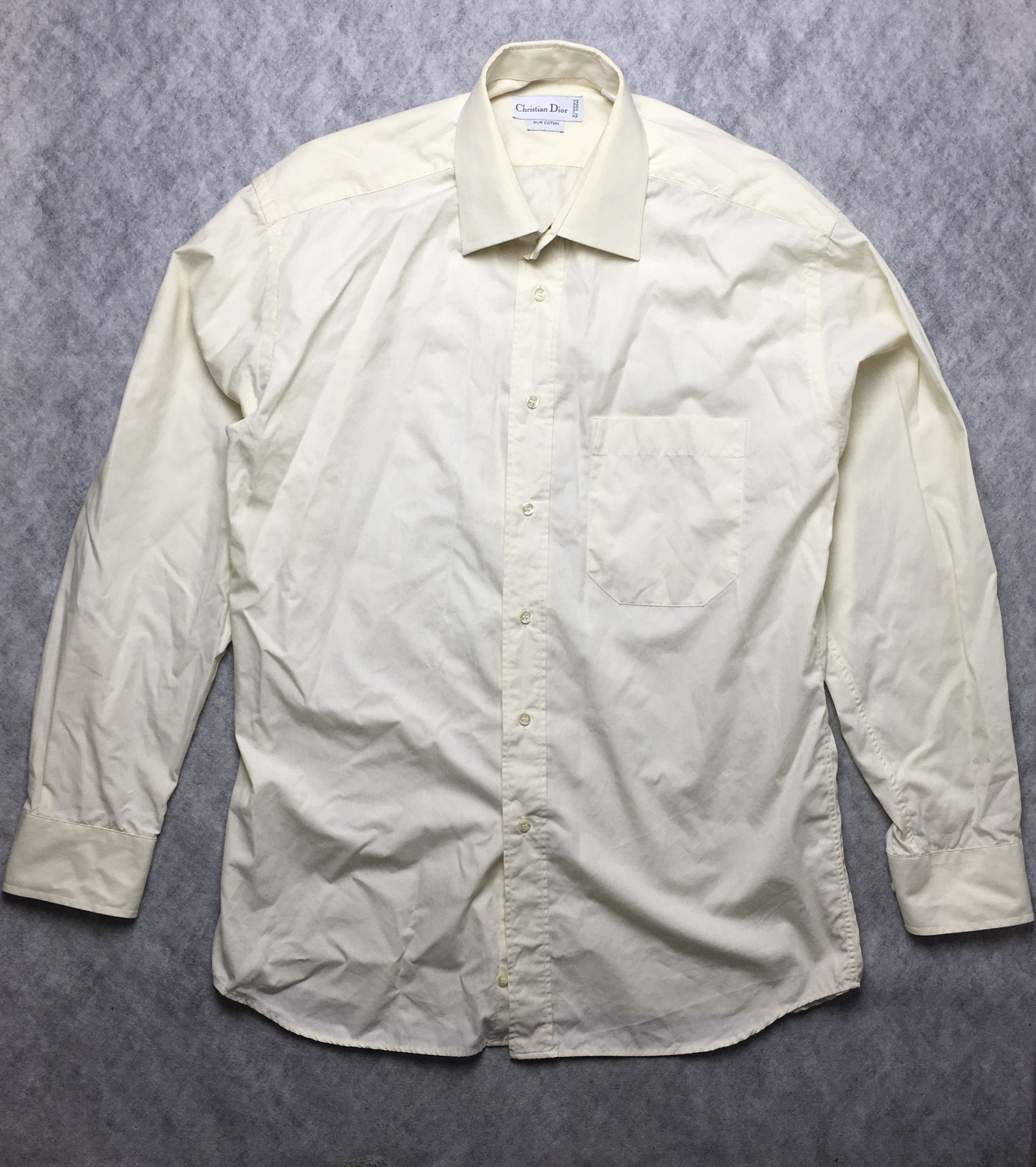 Dior Christian Dior France Coton Ivory Mens Shirt Sz 40 15 3/4 Size 40R - 1 Thumbnail