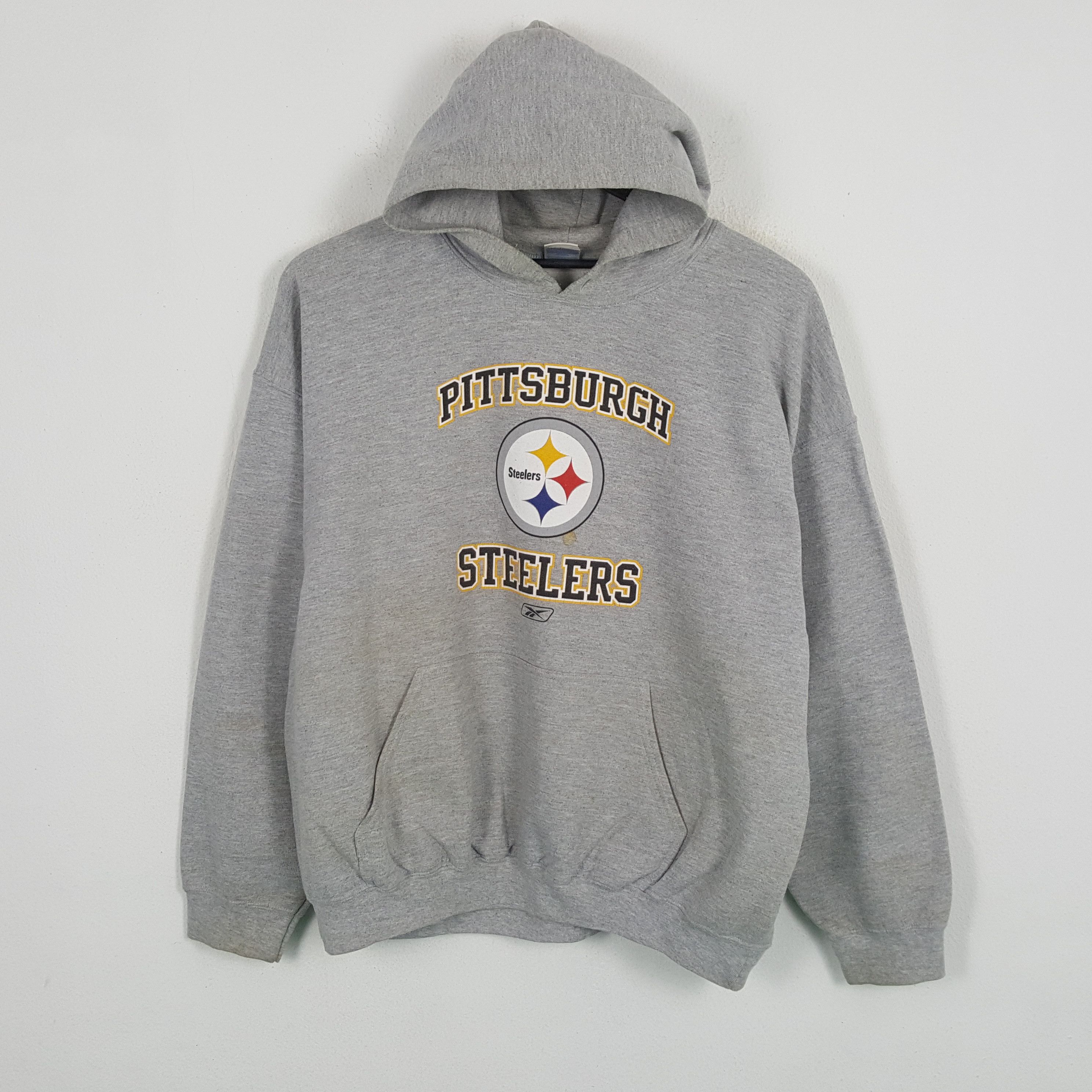 Image of America x Nfl Pittburg Steelers Football Sports Nfl Hoodies in Grey, Men's (Size XL)