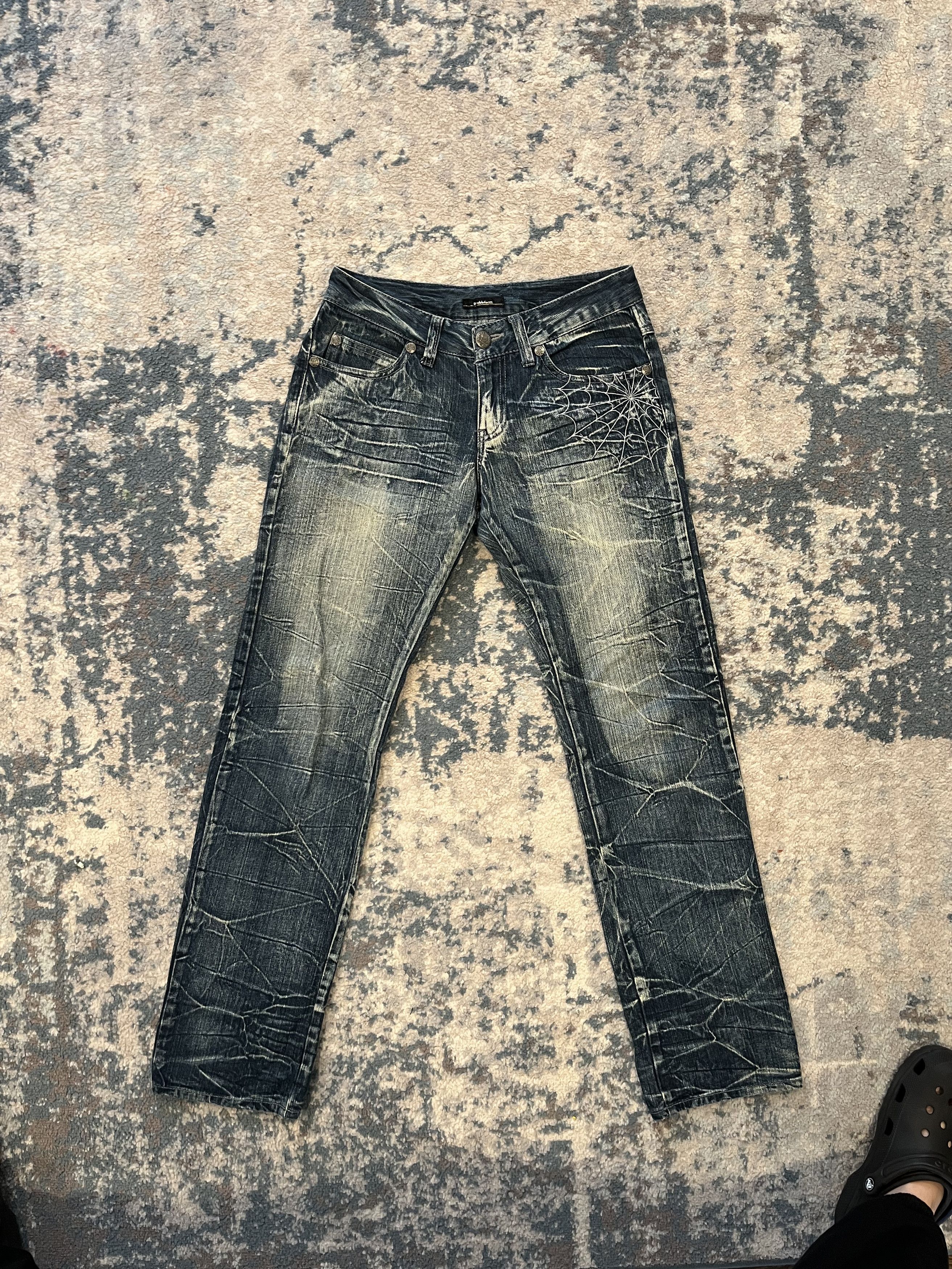 Japanese Brand Rare Spider Web Denim Jean – Streetwear / Y2K /Archive Style Size US 30 / EU 46 - 4 Thumbnail