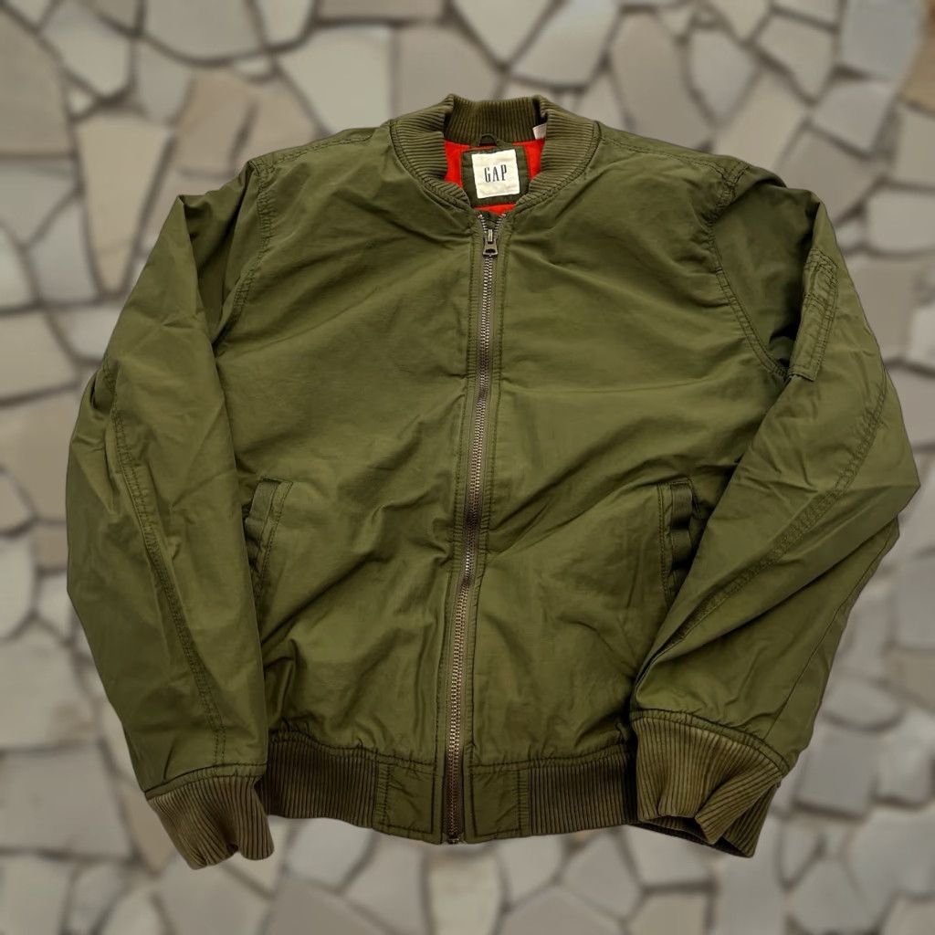 VINTAGE Gap Men's Small Bomber Jacket Lightweight Army Green Zip