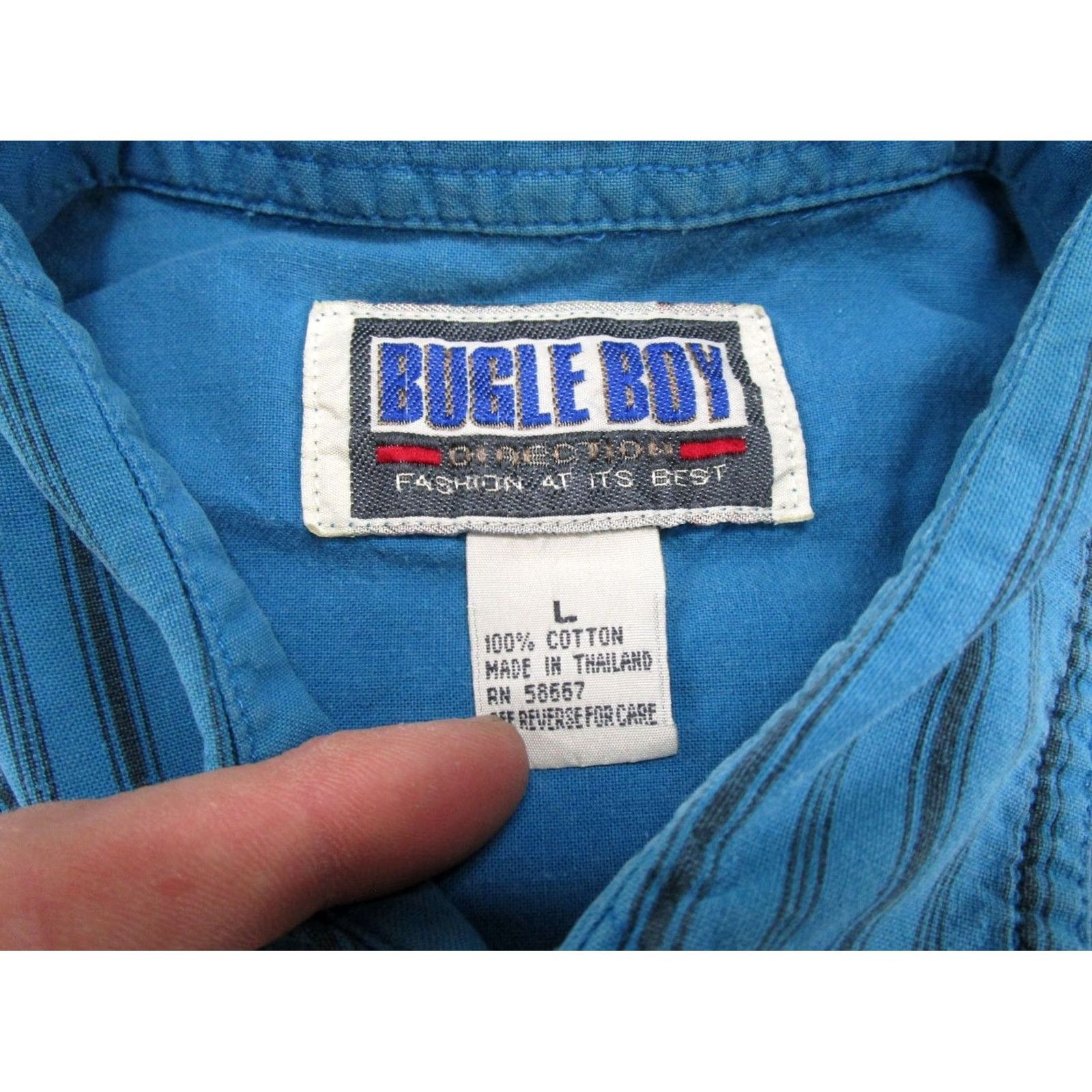 Bugle Boy VINTAGE Bugle Boy Button-Up Shirt Blue Long Sleeve Size L Size US L / EU 52-54 / 3 - 3 Thumbnail