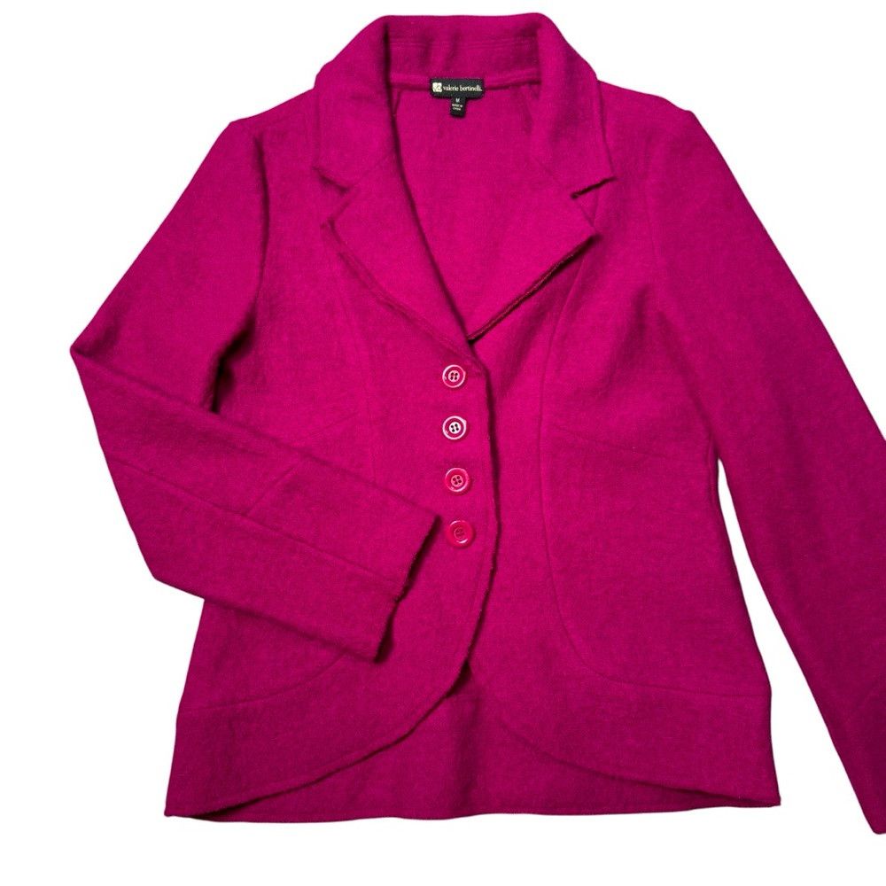 Other Valerie Bertinelli 100% Wool Dark Pink Cardigan Jacket Size M / US 6-8 / IT 42-44 - 6 Thumbnail