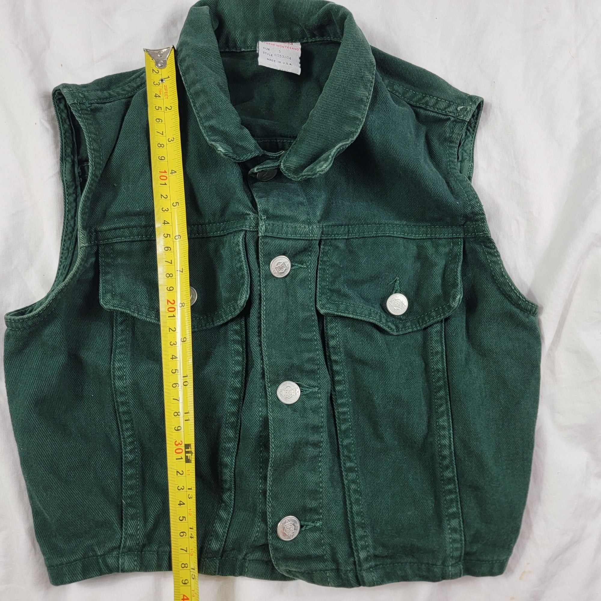Other × Vintage Vintage Bongo Womens Small Green Denim Vest By Gene Montesan Size S / US 4 / IT 40 - 8 Thumbnail