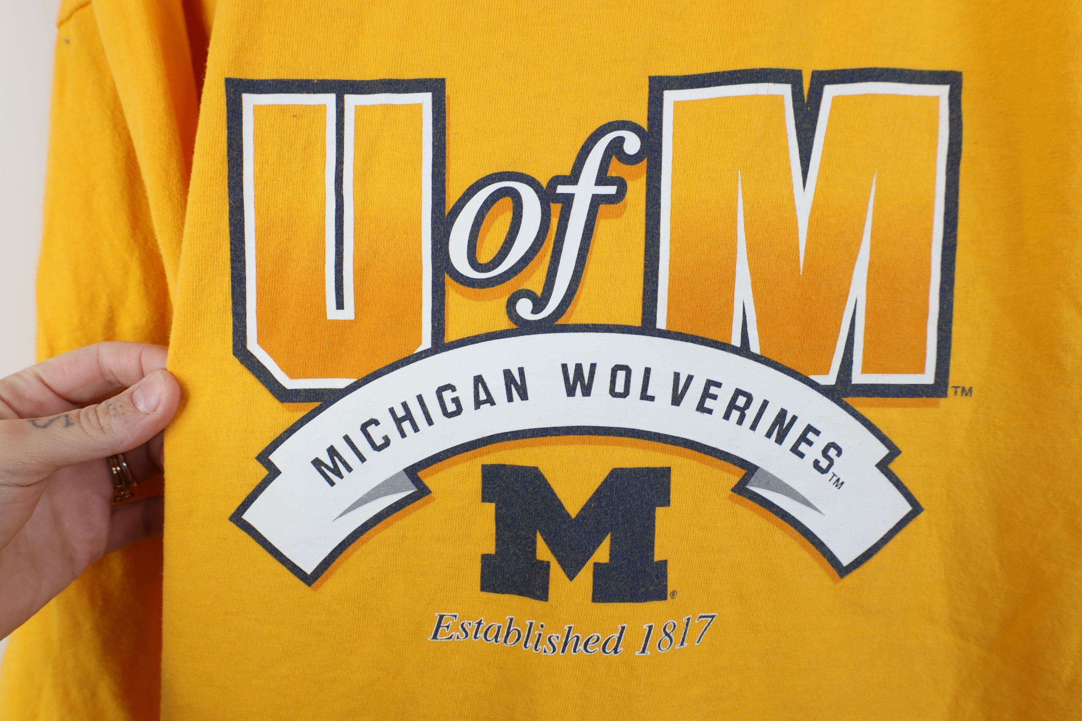 Vintage Vintage 90s Y2K University of Michigan Long Sleeve T-Shirt Size US XL / EU 56 / 4 - 4 Thumbnail