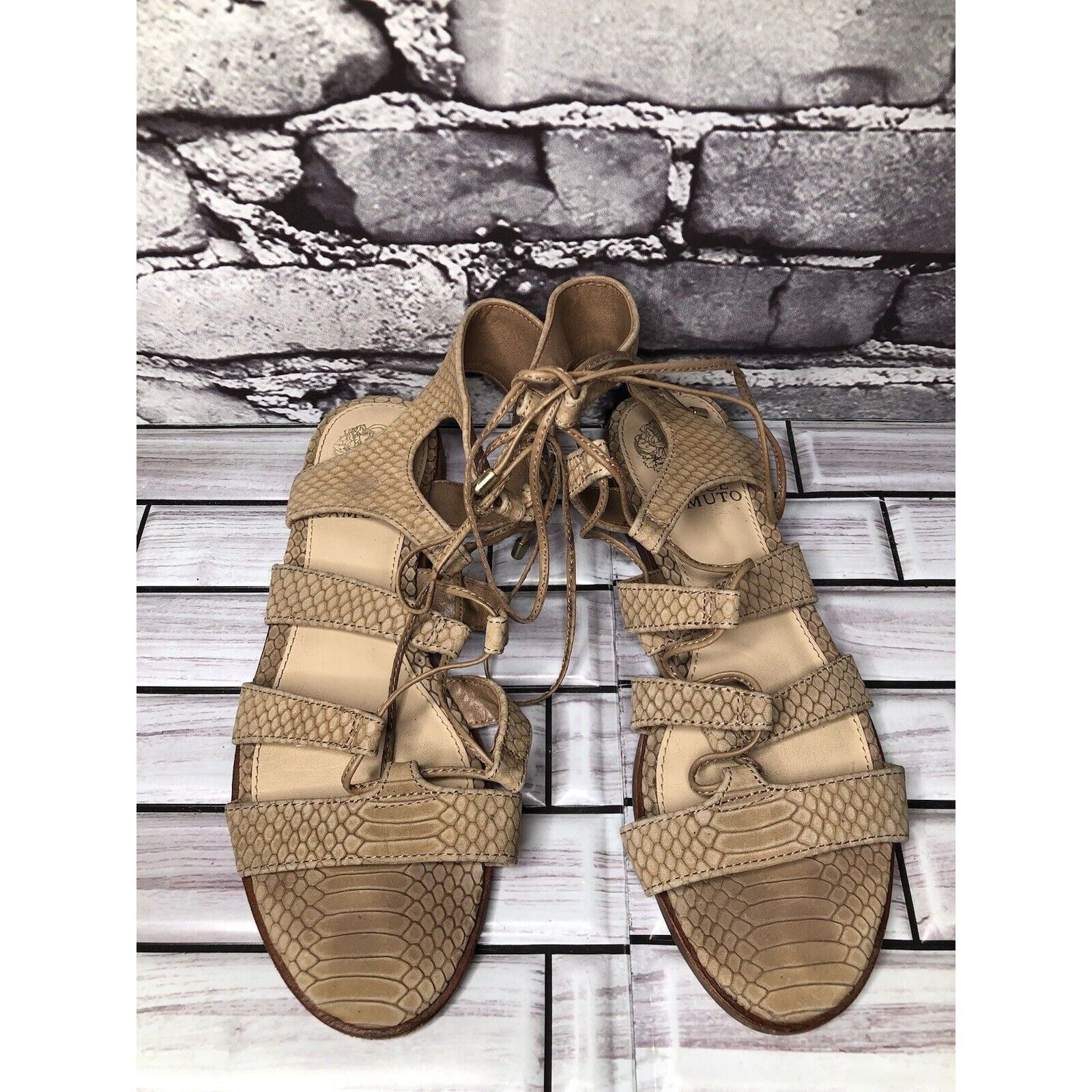 Vince Camuto Vince Camuto Tany Tan Leather Snake Print Gladiator Lace San Size US 6 / IT 36 - 2 Thumbnail