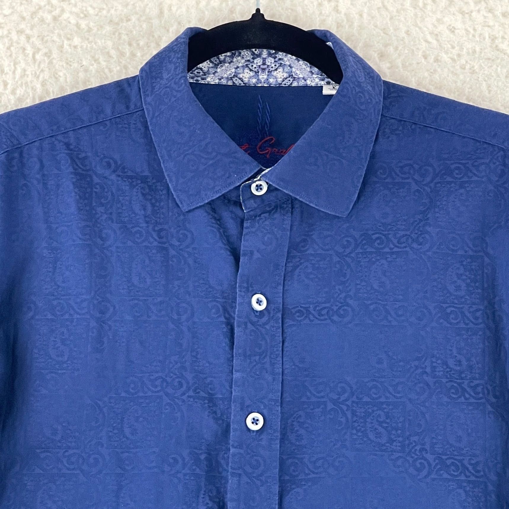 Robert Graham Robert Graham Blue Paisley Button-Up Shirt Mens Long Sleeve 100% Cotton Size Large Size 42R - 3 Thumbnail