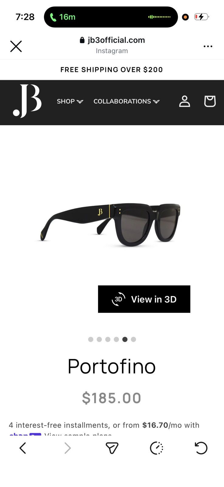 Vision Streetwear JB ‘Portofino’ black sunglasses Size ONE SIZE - 3 Thumbnail