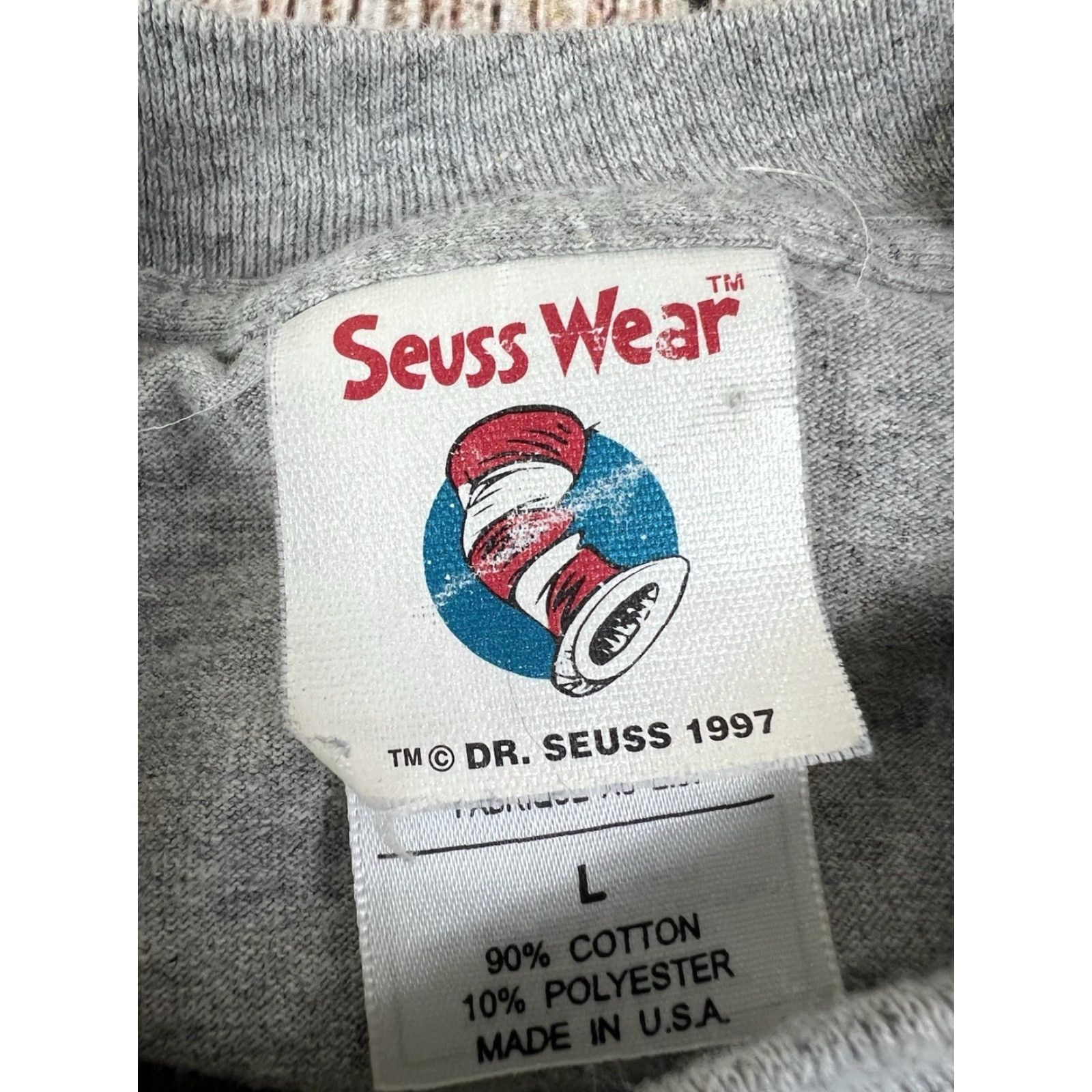 Vintage VINTAGE Dr Seuss T Shirt 90s Gray Crew Neck Short Sleeve Large L Mens Graphic Print Lorax Grinch Seuss Wear The Grinch The Lorax Size US L / EU 52-54 / 3 - 4 Thumbnail