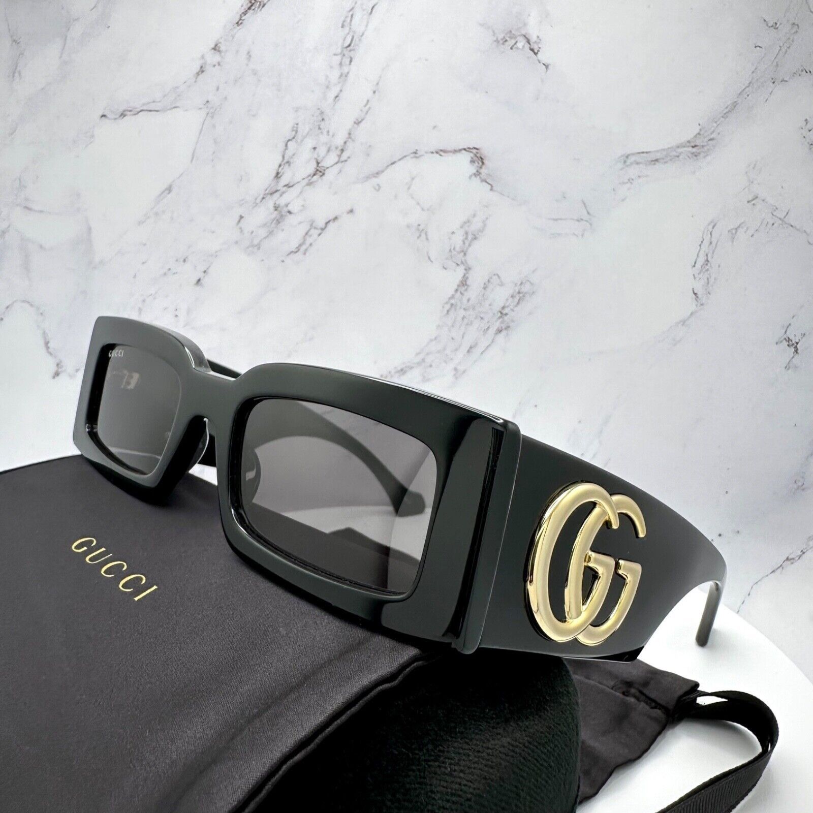 Gucci Sunglasses New Black Gold GG Logo Generation