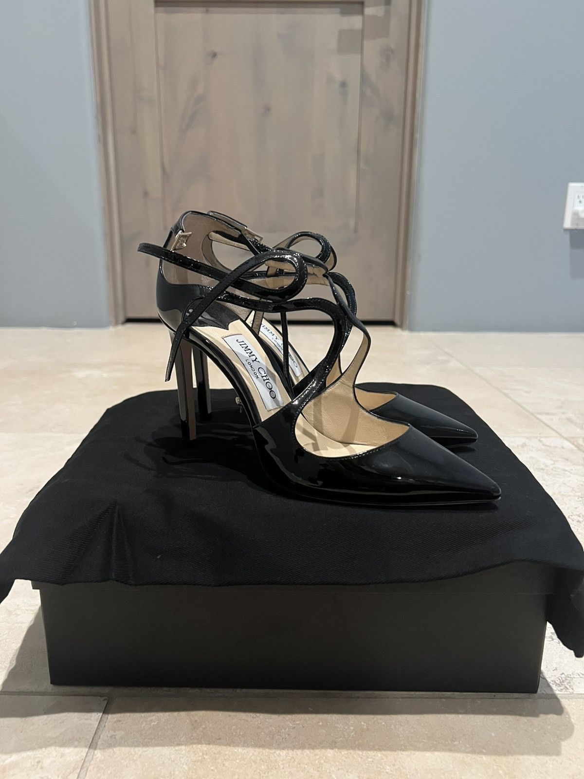 Jimmy Choo Lang black patent leather heels Size US 7.5 / IT 37.5 - 1 Thumbnail