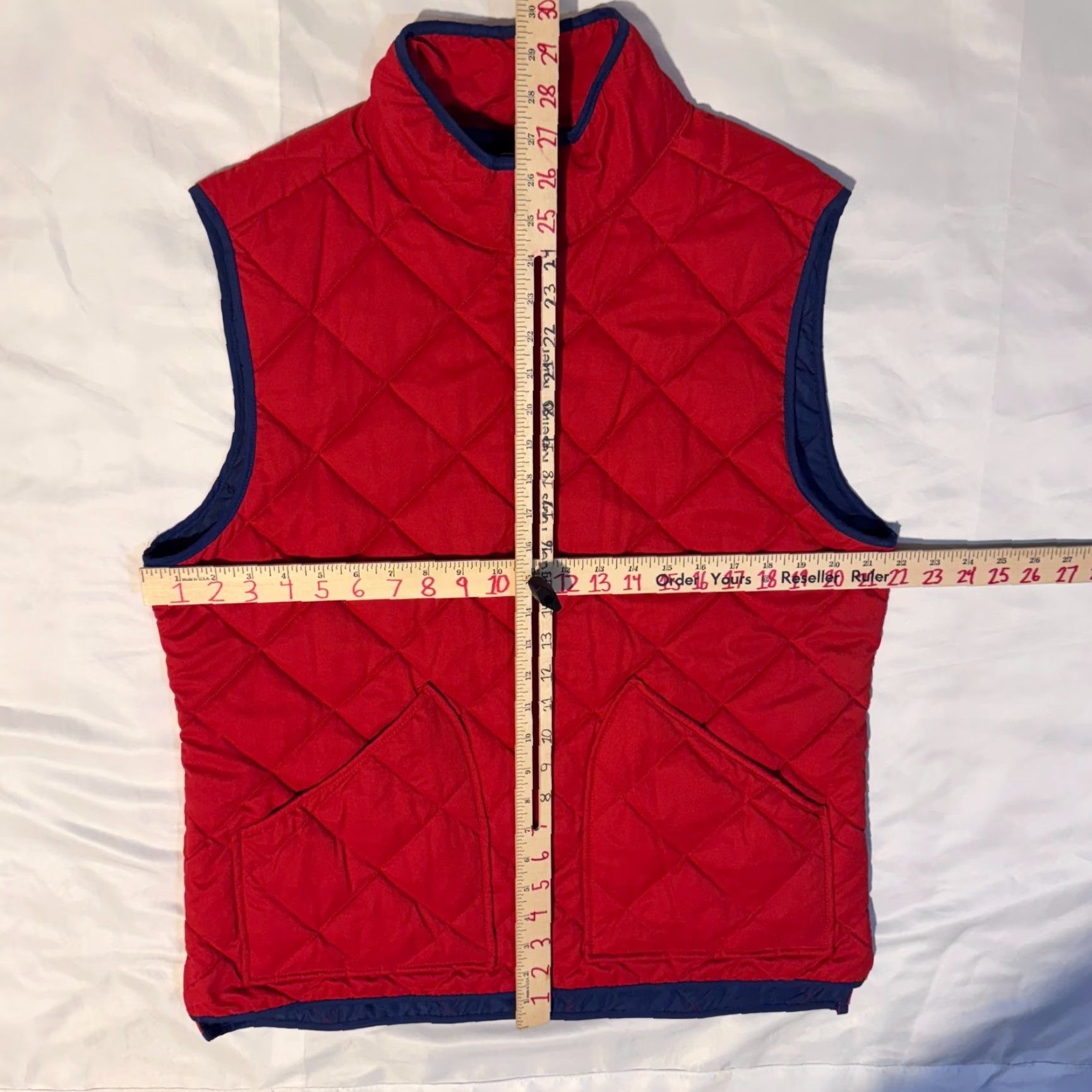Vintage Crown & Ivy Quilted Full Zip Vest Mens M Red & Blue Golf Sport Jacket Hiking Shirt Size US M / EU 48-50 / 2 - 6 Thumbnail