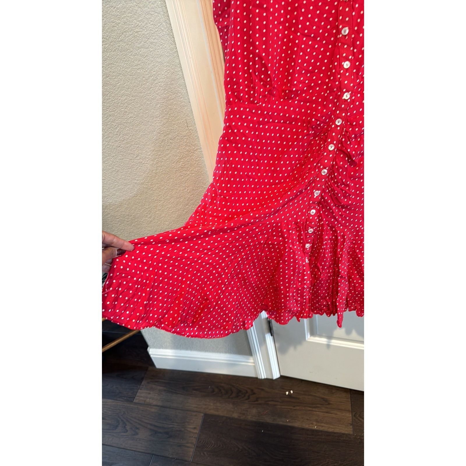 Free People Free People Pipa Short Sleeve retro mini dress red polka dot Size L / US 10 / IT 46 - 5 Thumbnail