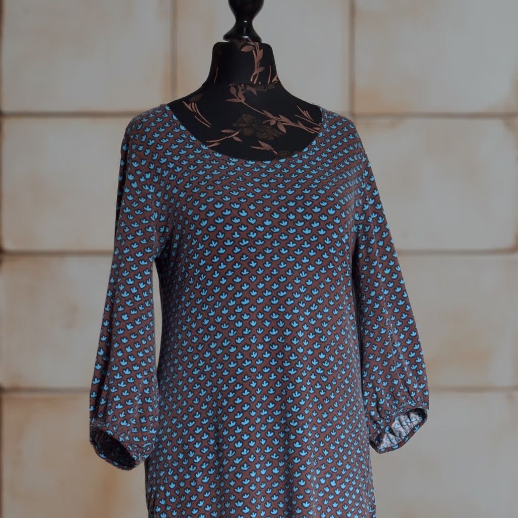 Marimekko Marimekko Dress Shirt Shift 3/4 Sleeve Blue Geometric Print Women S Size S / US 4 / IT 40 - 1 Thumbnail