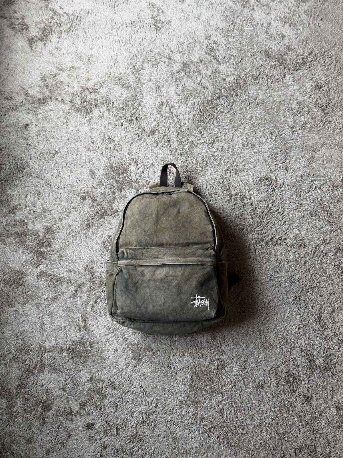 Stussy NEW 2023 summer Stussy canvas backpack washed black bag