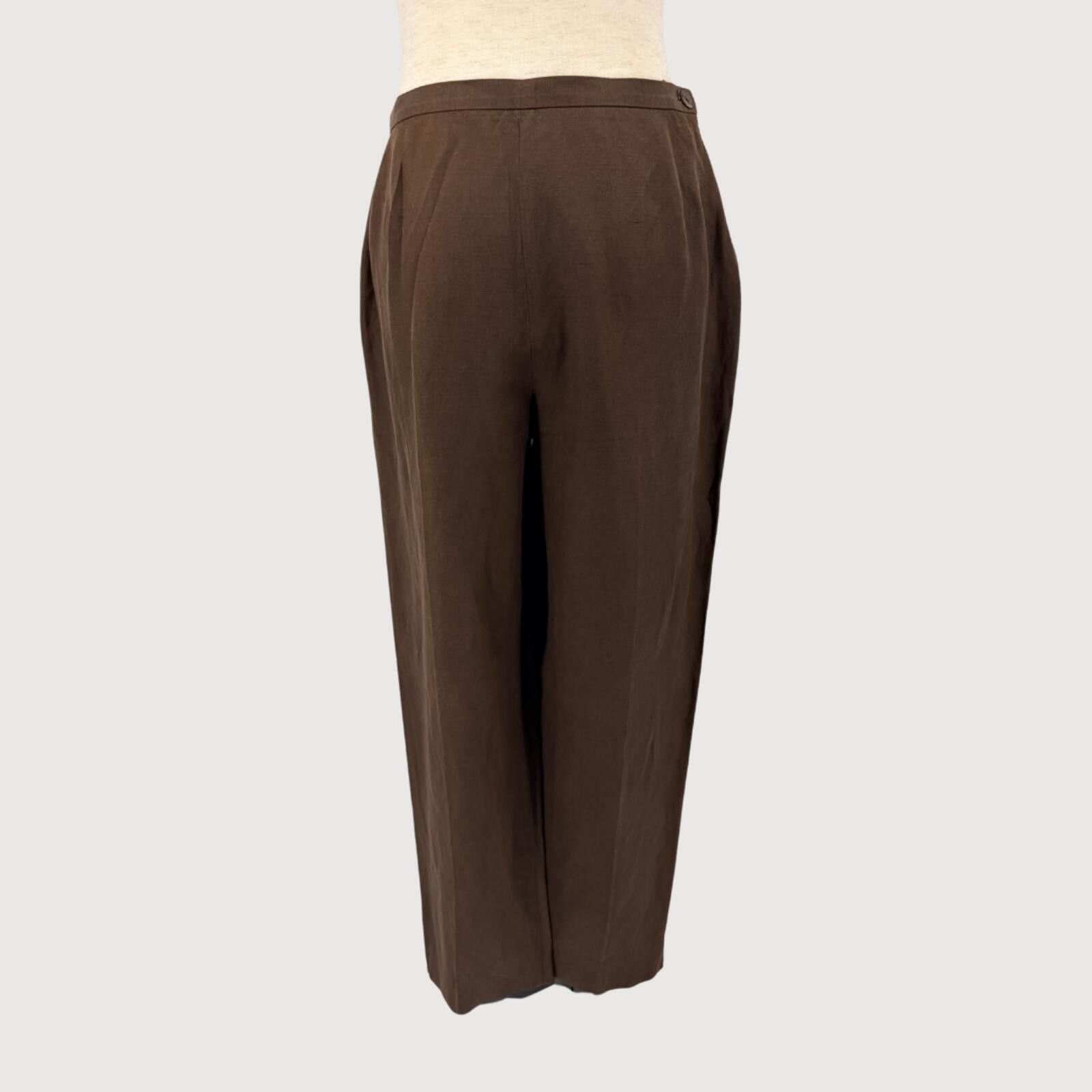 Jaeger Vintage Jaeger Silk Linen Trousers Brown Straight Leg 6 Size 28" / US 6 / IT 42 - 1 Thumbnail