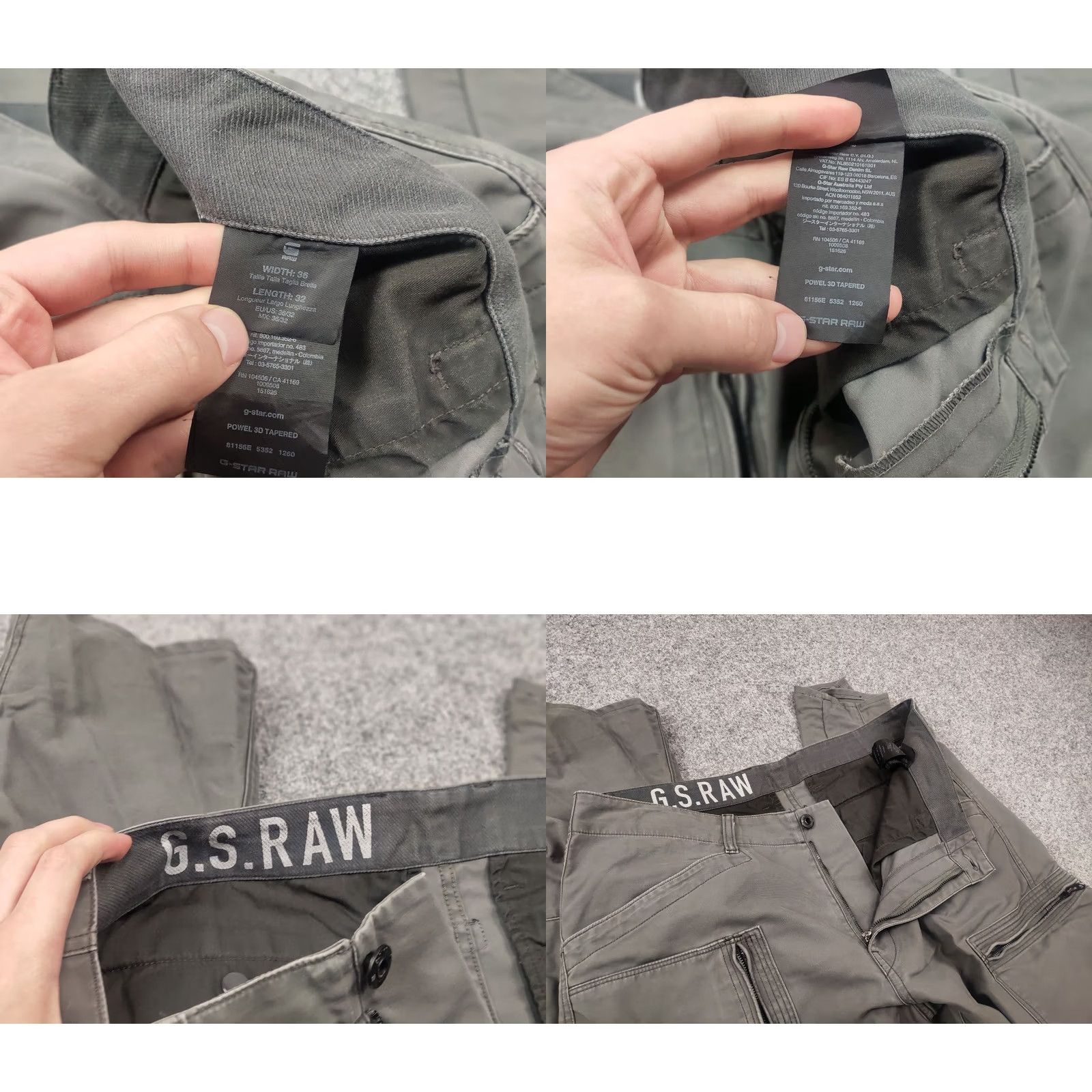 G-Star VINTAGE G-Star Powel 3D Multi pocket Cargo Zip Pants 36 Gray CN Cotton Casual Travel Workwear Men 90s 2000s Style Size US 36 / EU 52 - 9 Thumbnail